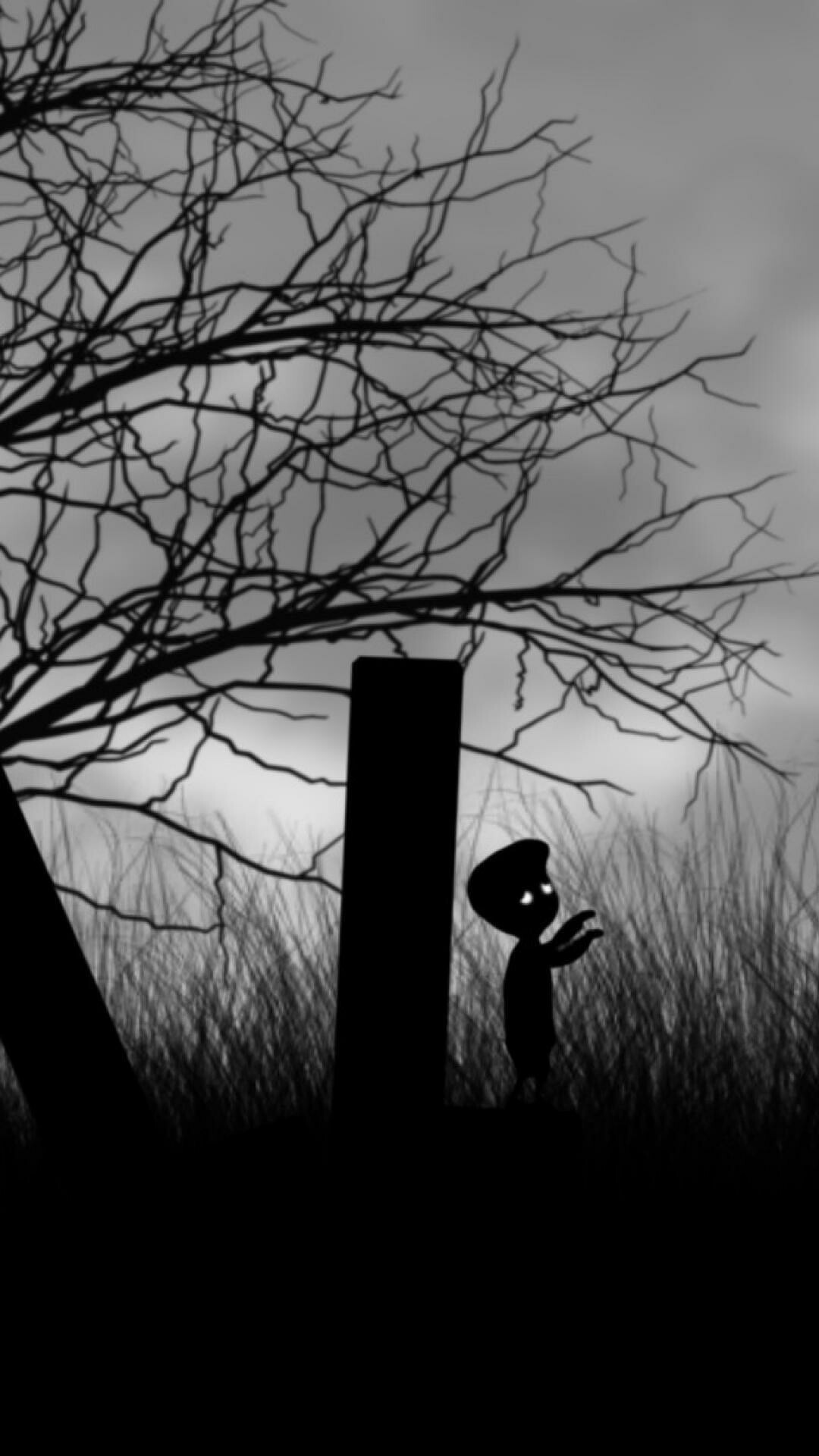 Limbo game, Eerie visuals, Shadowy platforming, Engaging gameplay, 1080x1920 Full HD Phone