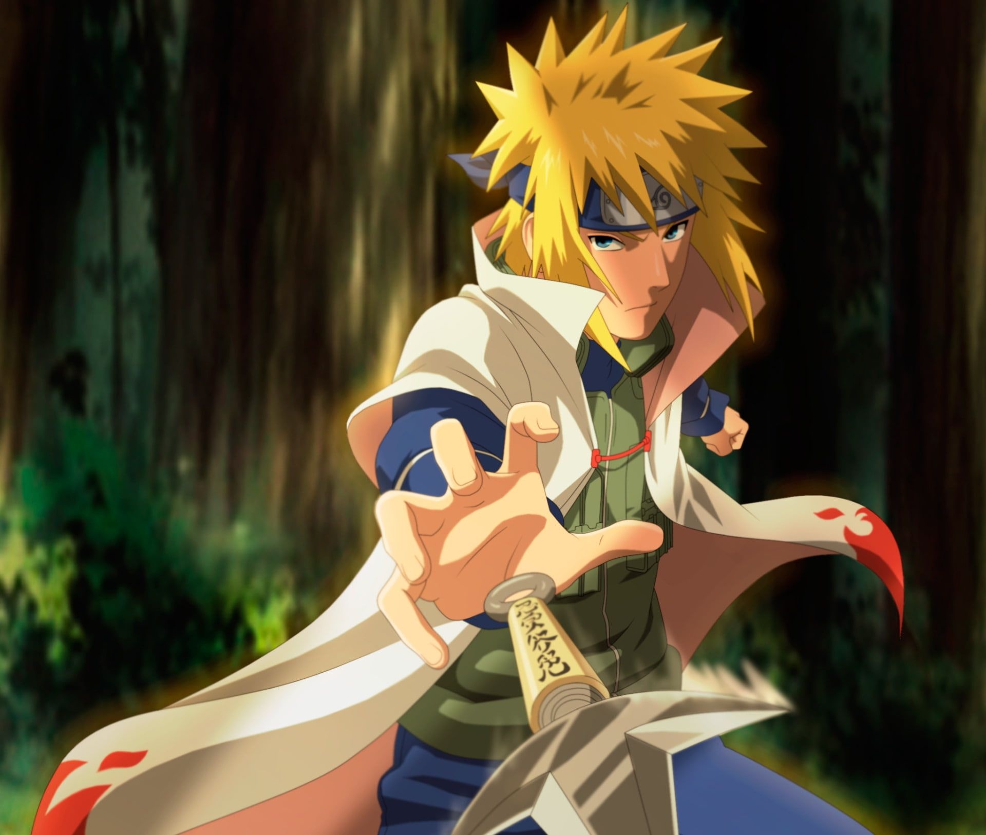 Minato Namikaze, Flying Thunder God kunai, Fourth Hokage haori, HD Desktop wallpaper