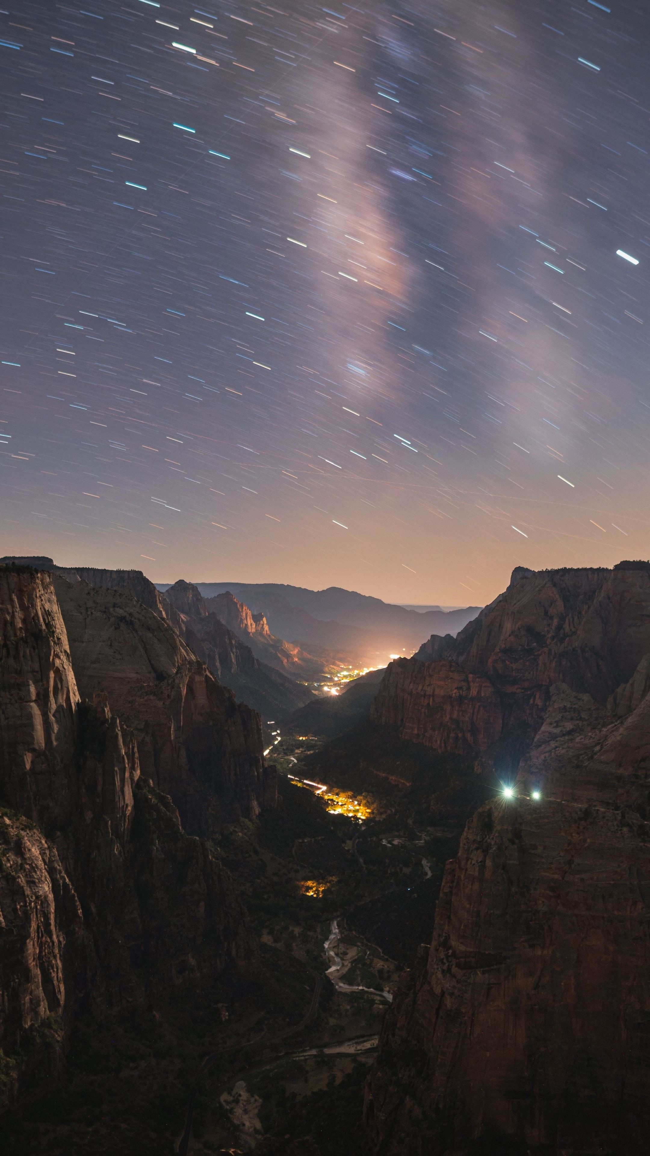 Valley Mountains, Starry Sky, Evening Wallpaper, 2160x3840 4K Phone