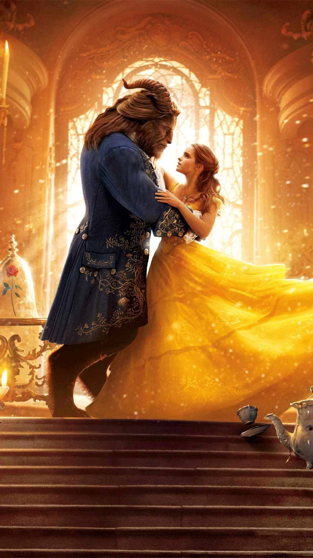 Download Beauty and the Beast, Dancing Emma Watson, Dan Stevens wallpapers, 1080x1920 Full HD Phone