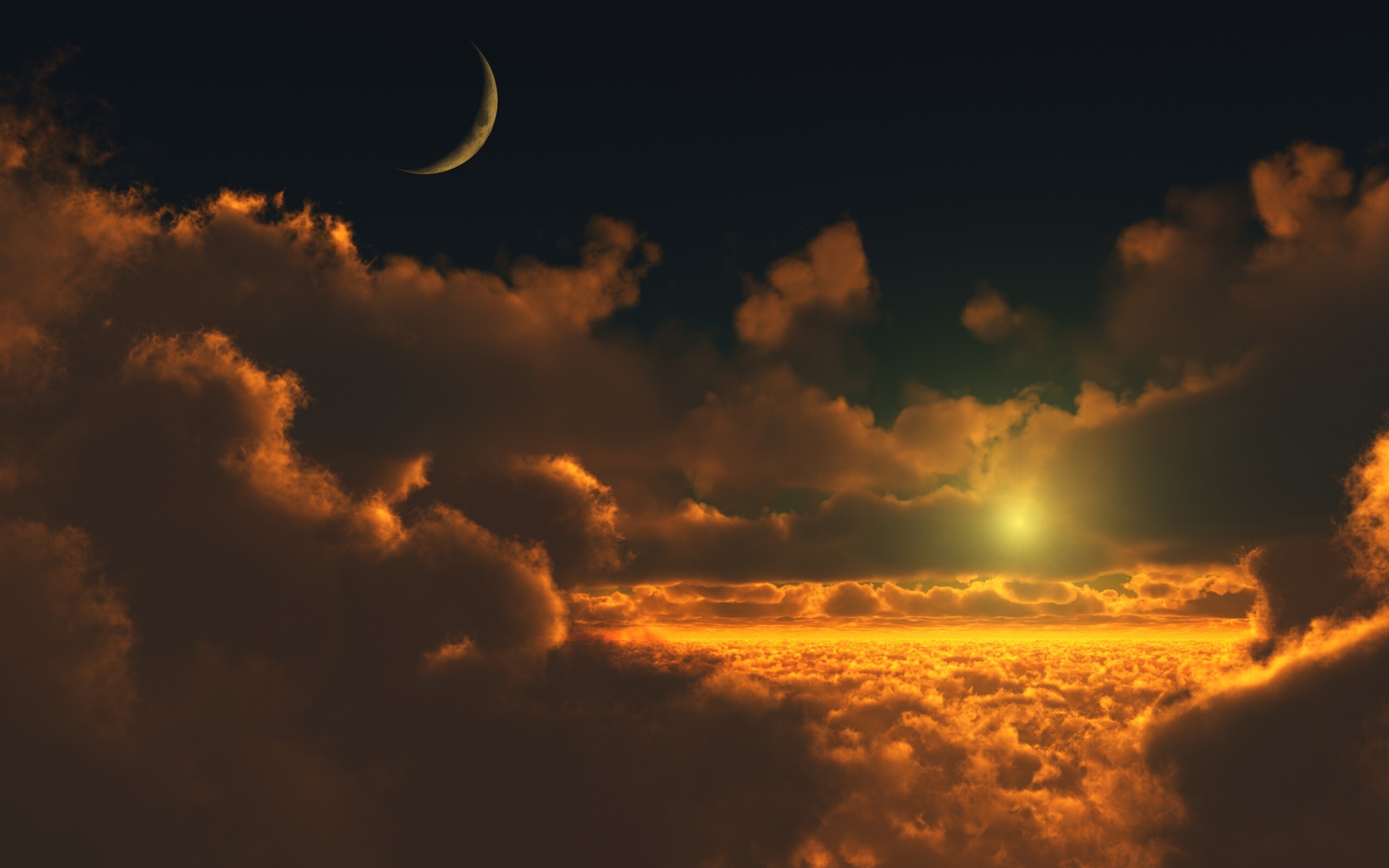 Golden sun rays, Bright blue sky, Nature's energy, Vibrant warmth, 2560x1600 HD Desktop