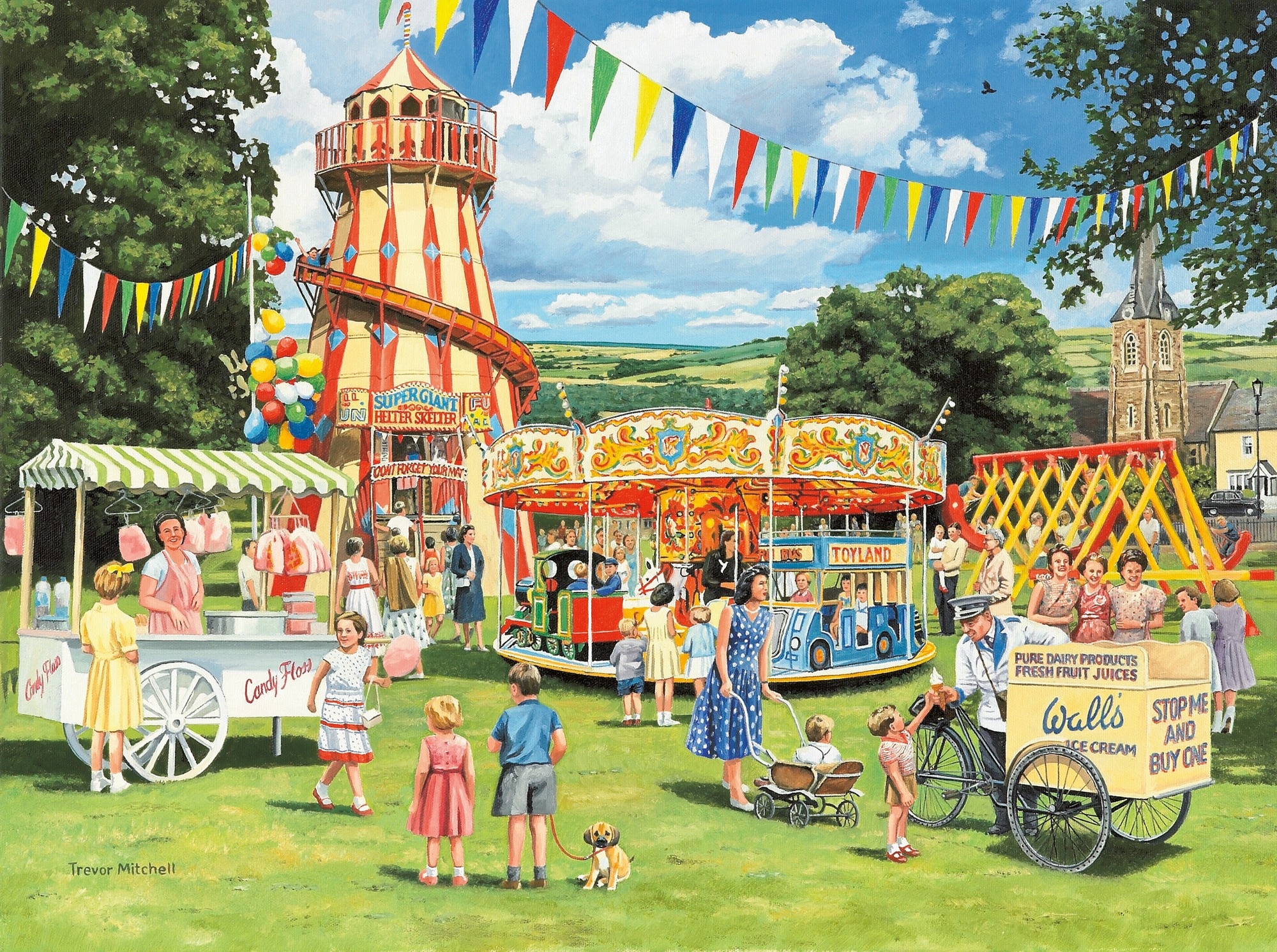 Funfair on the green, Picturesque setting, Lively atmosphere, Festive celebrations, 2000x1500 HD Desktop