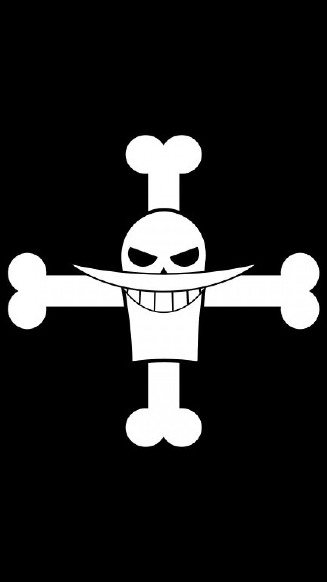 Whitebeard Pirates jolly roger, Edward Newgate skull emblem, One Piece, Full HD Phone wallpaper
