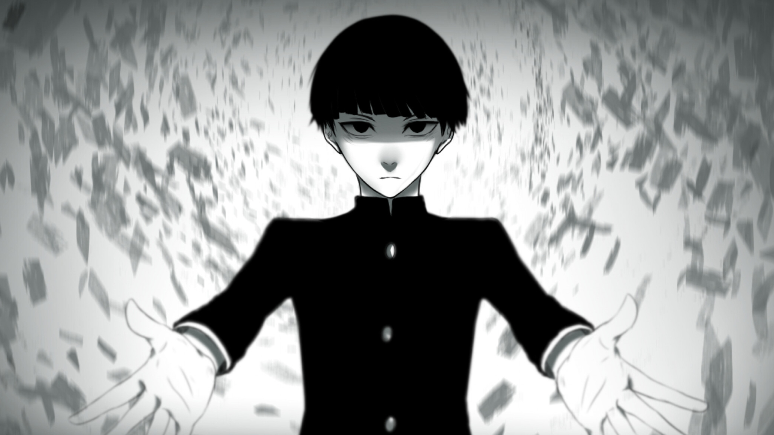 Mob Psycho 100, Shigeo Kageyama, Monochrome wallpapers, Imac screens, 2560x1440 HD Desktop