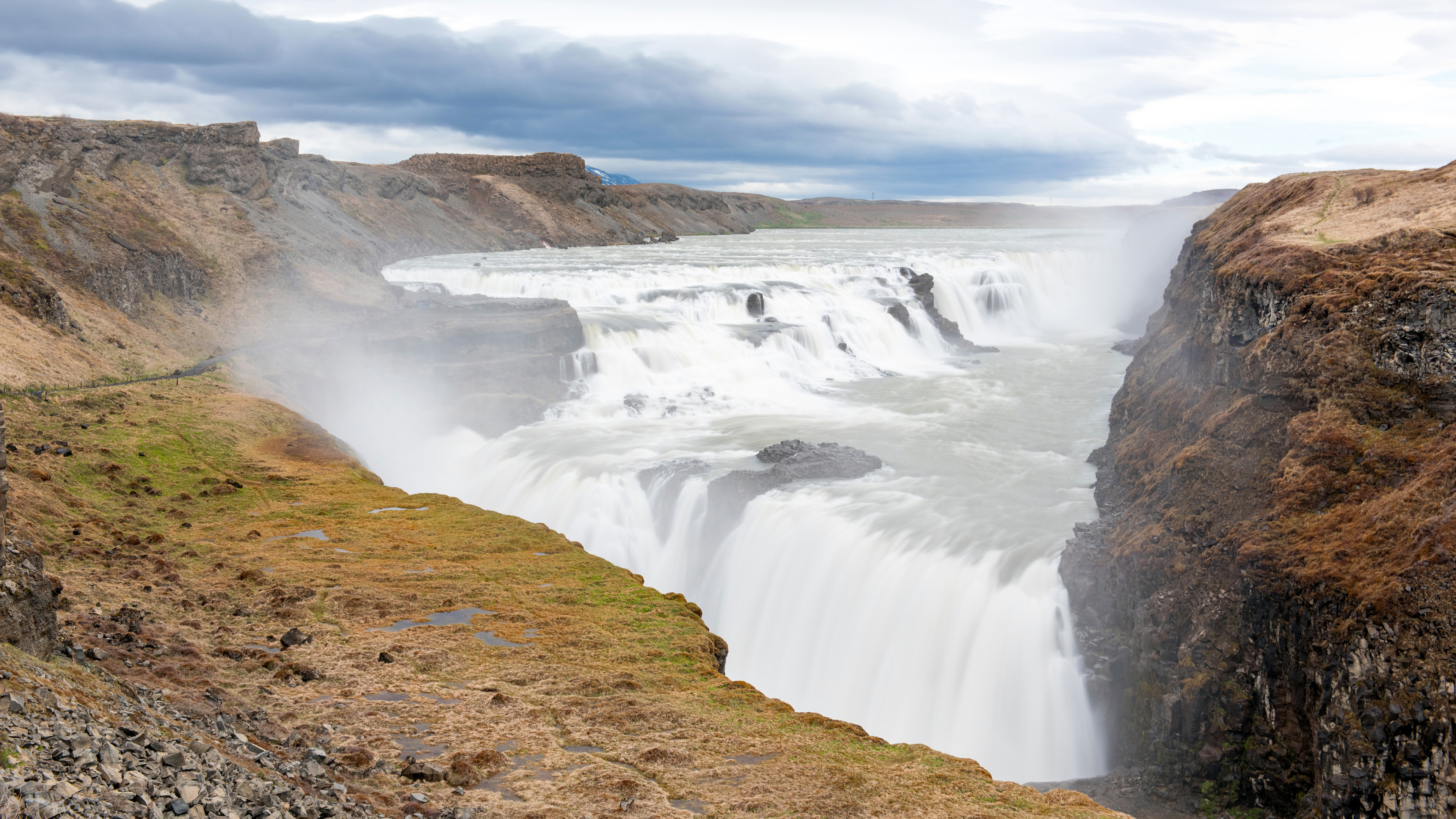 Gullfoss Waterfall, Langzeitbelichtung, Island nature, Gullfoss reserve, 3840x2160 4K Desktop