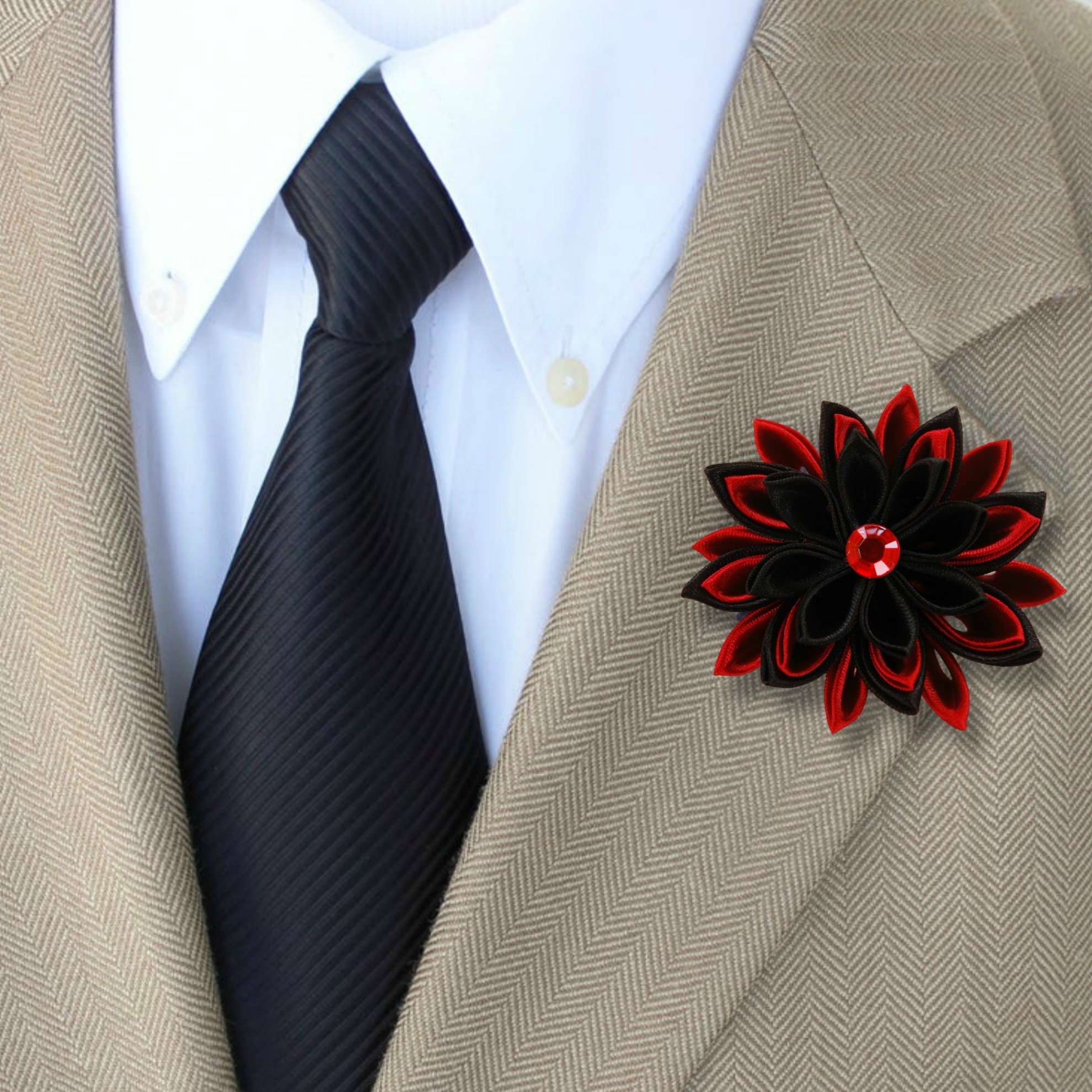 Kanzashi flower, Lapel Pin Wallpaper, 1980x1980 HD Phone