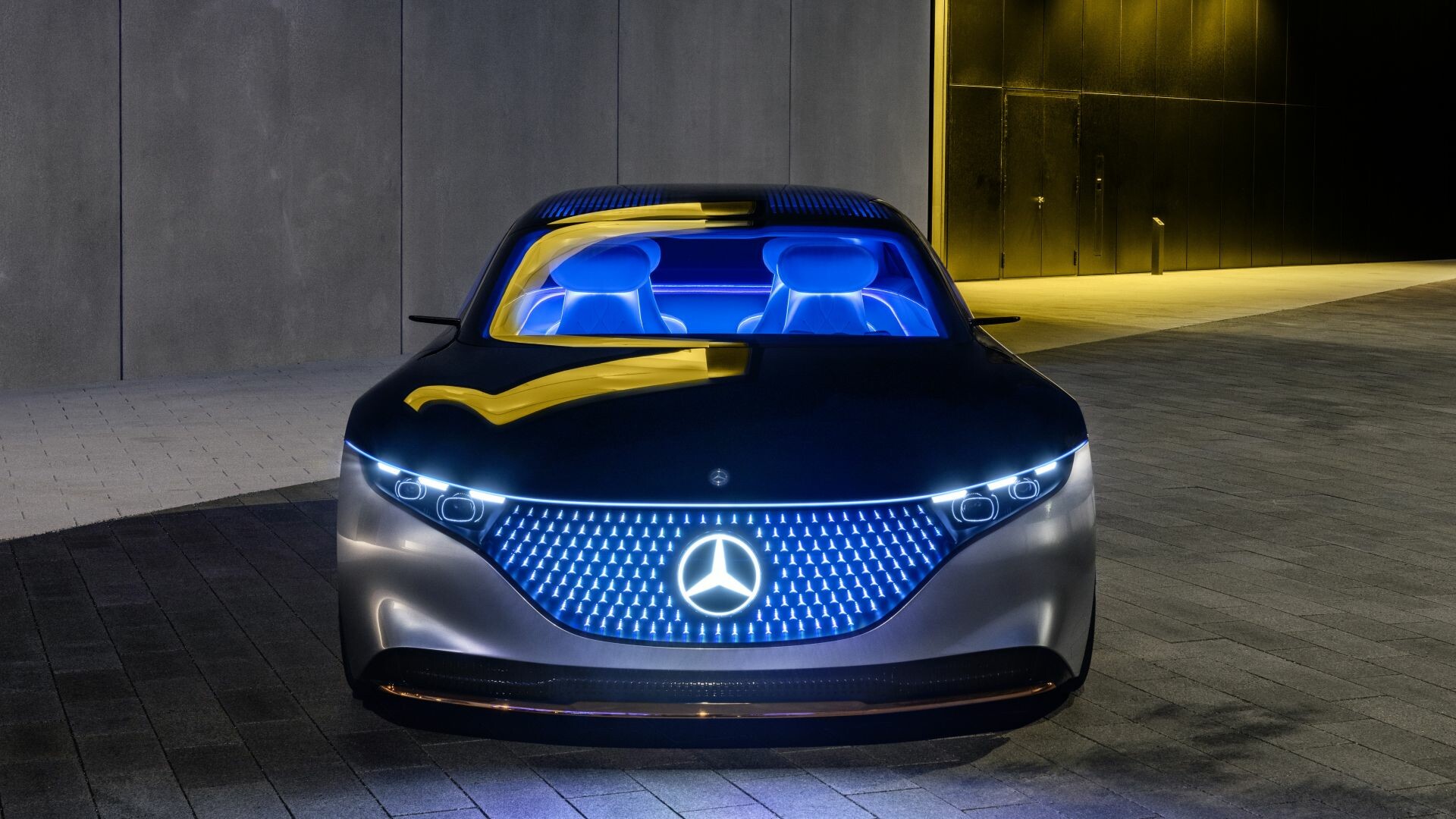 Mercedes-Benz EQS, Electric car, Front view, Luxury vehicle, 1920x1080 Full HD Desktop