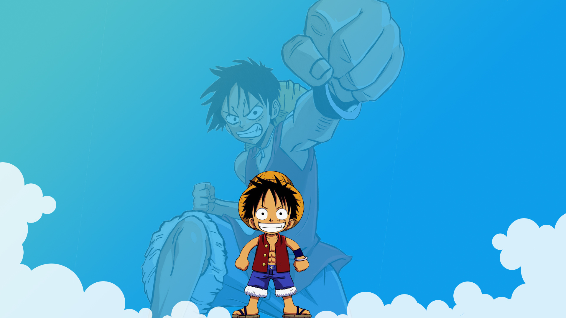 Chibi Monkey D. Luffy, Monkey D. Luffy, Straw hat, Full HD Desktop wallpaper