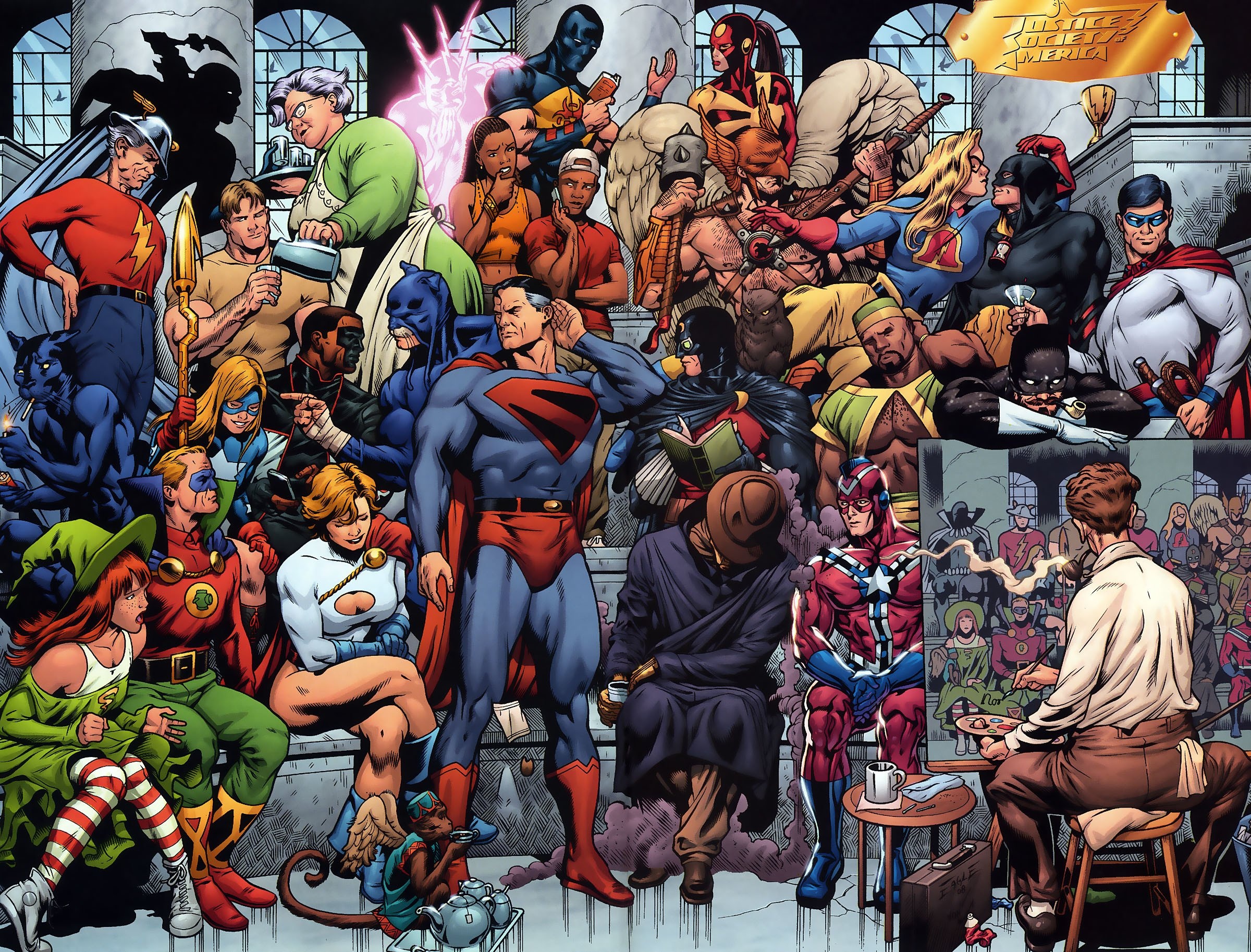 Kingdom Come Superman, Justice Society of America, Power Girl, Jay Garrick, Alan Scott, HD Desktop wallpaper