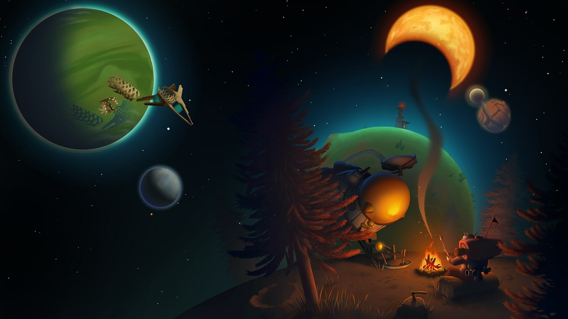 Outer Wilds, Original artwork, PS first, Xbox second, 1920x1080 Full HD Desktop