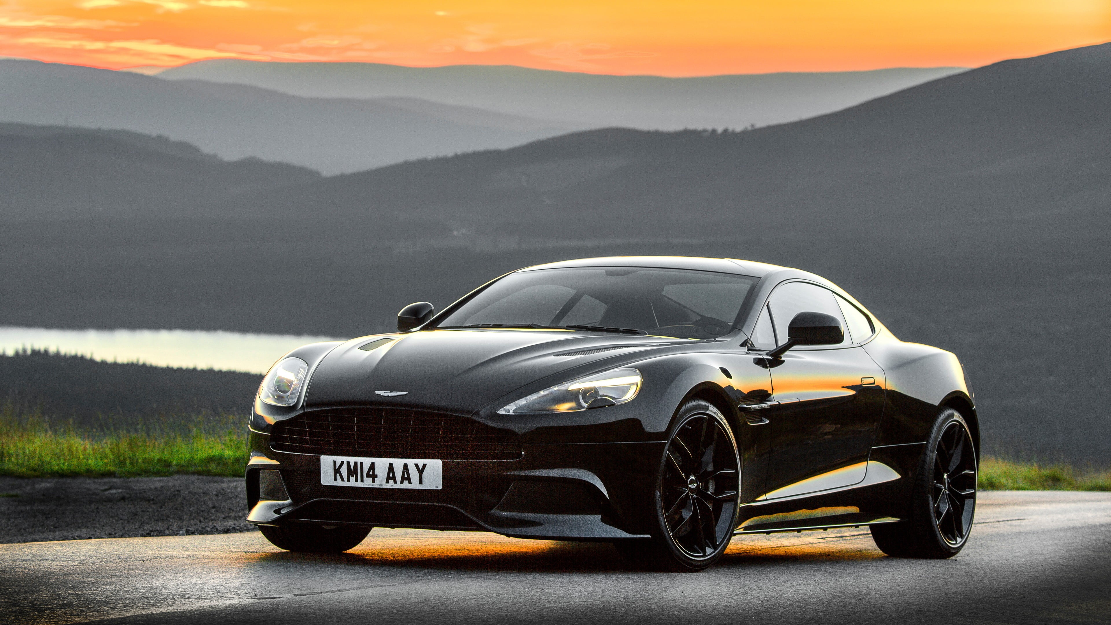 Aston Martin Vanquish, Black coupe, Road HD wallpaper, Vehicle, 3840x2160 4K Desktop