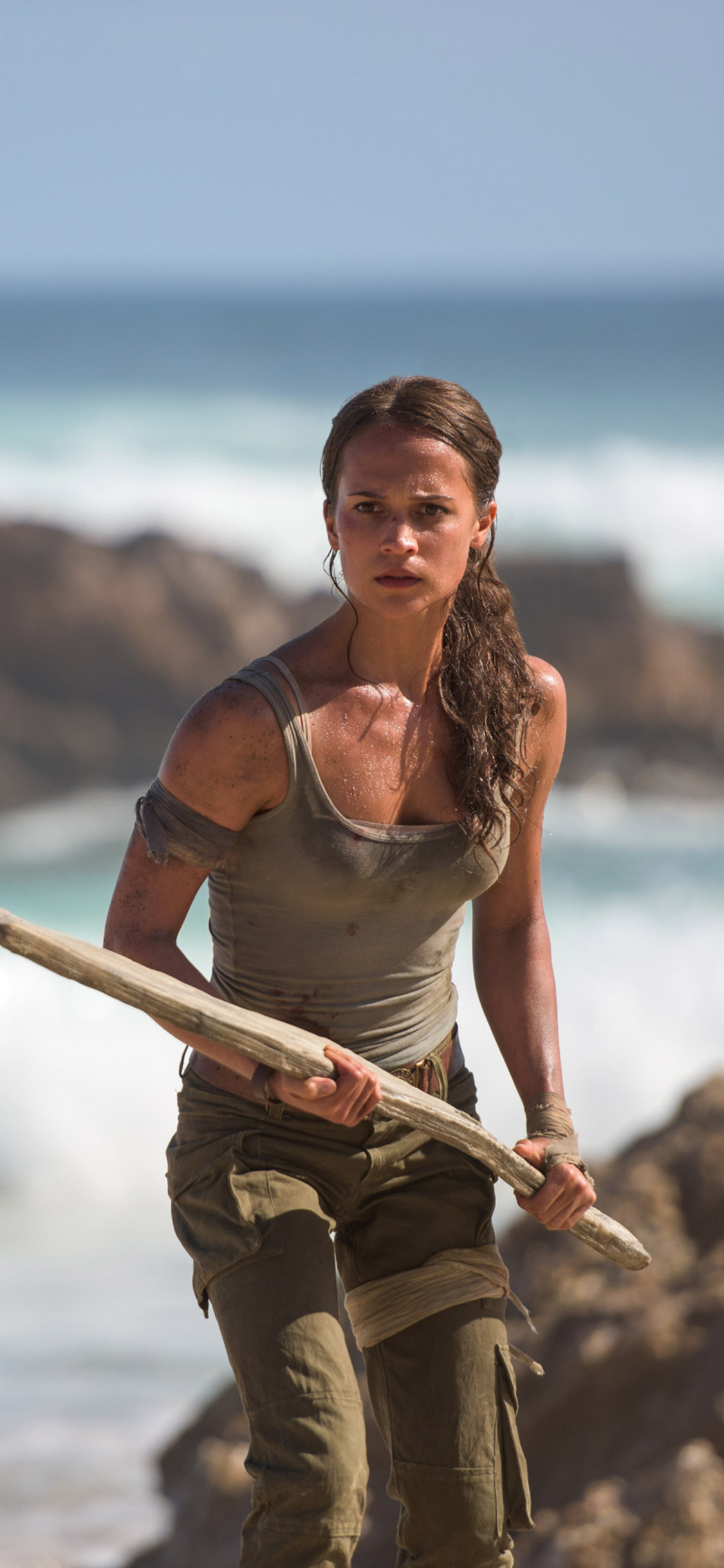 Alicia Vikander as Lara Croft, Tomb Raider movie, HD wallpapers, Mobile-friendly, 1130x2440 HD Phone