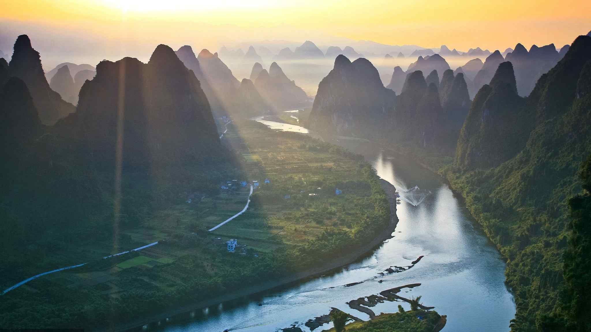 Guilin Li River National Park, High speed train, Guangxi CGTN, Trip, 2050x1160 HD Desktop