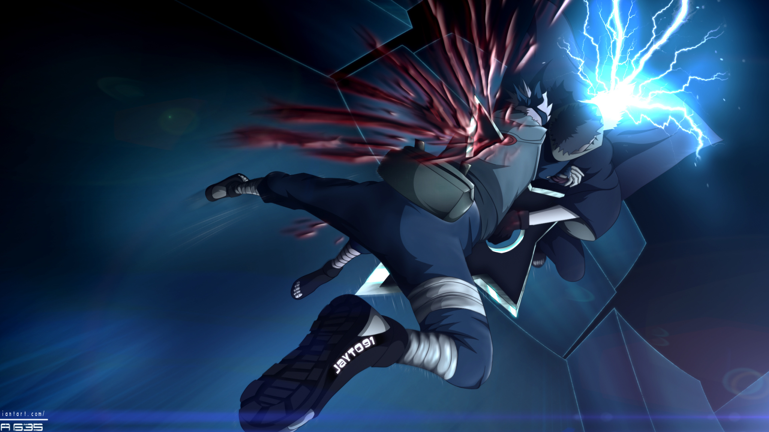 Kakashi Hatake, Obito Uchiha, Chidori lightning strike, Kamui dimension battle, HD Desktop wallpaper