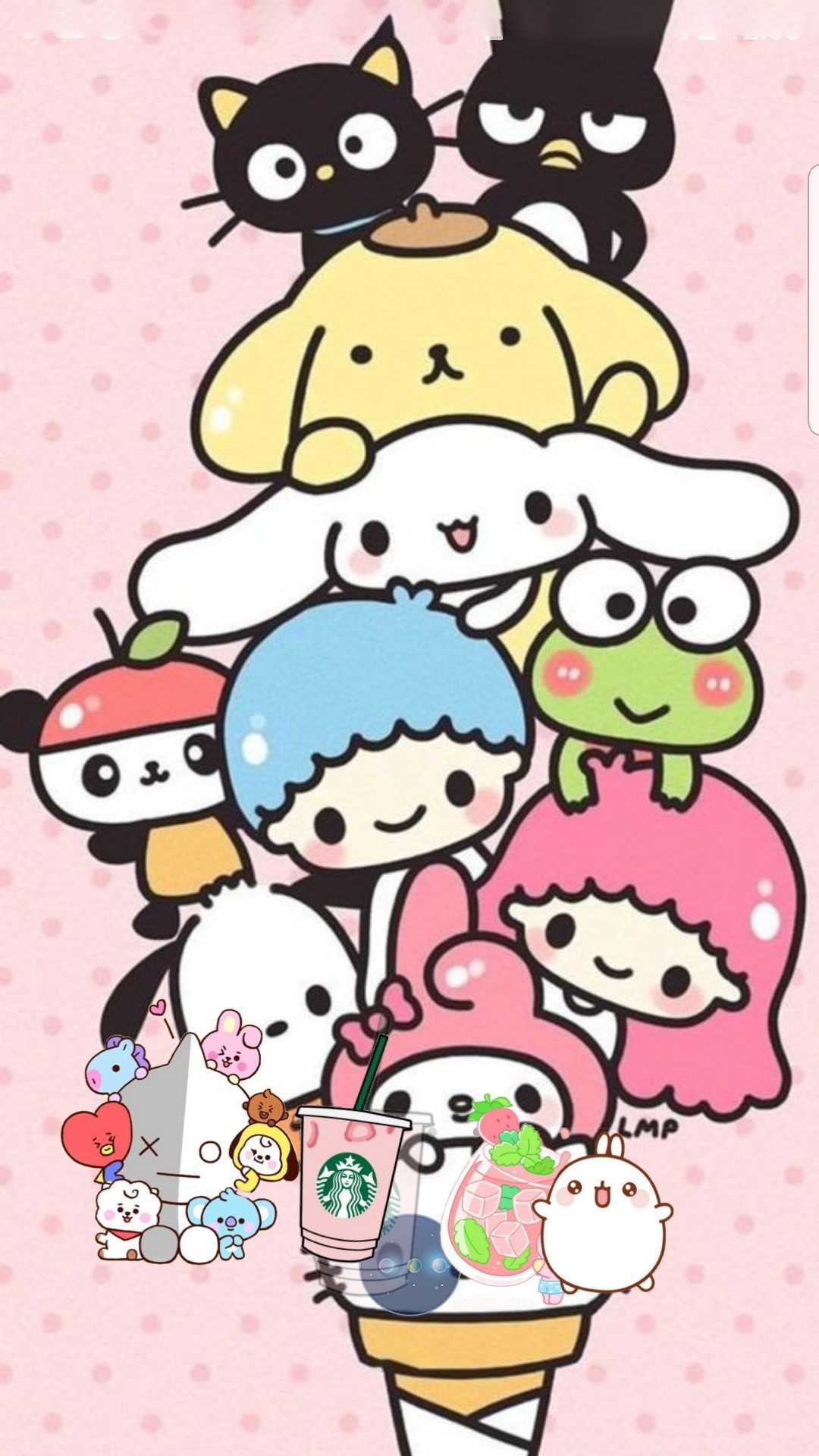 Starbucks, Hello Kitty and Friends Wallpaper, 1080x1920 Full HD Phone