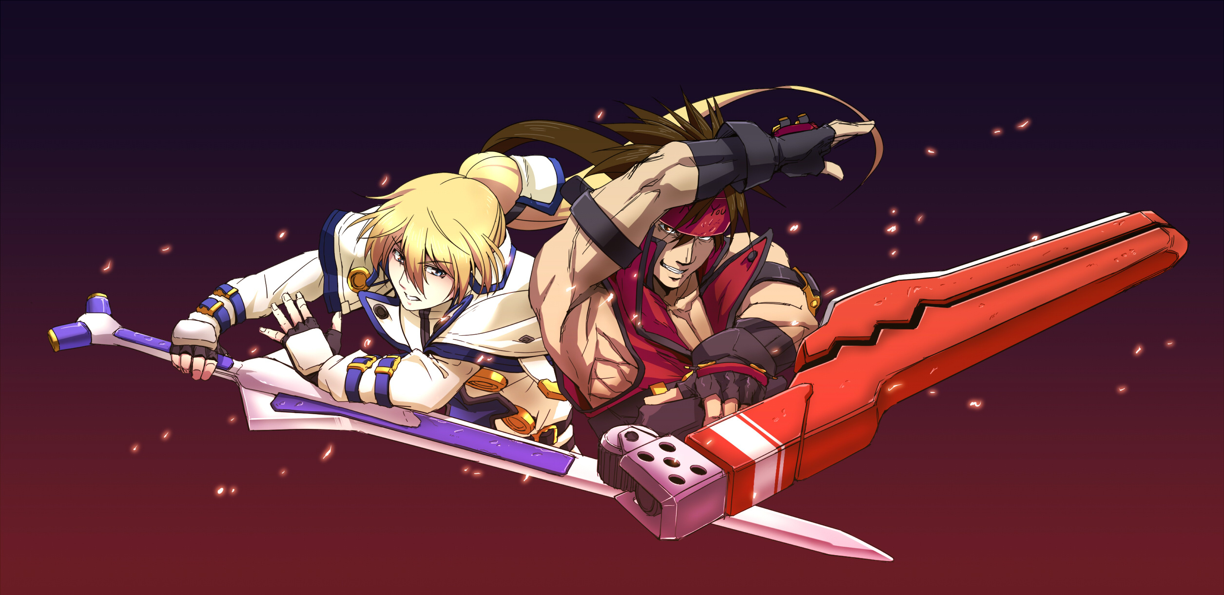 Sol Badguy vs Ky Kiske, Guilty Gear Wallpaper, 2520x1230 Dual Screen Desktop