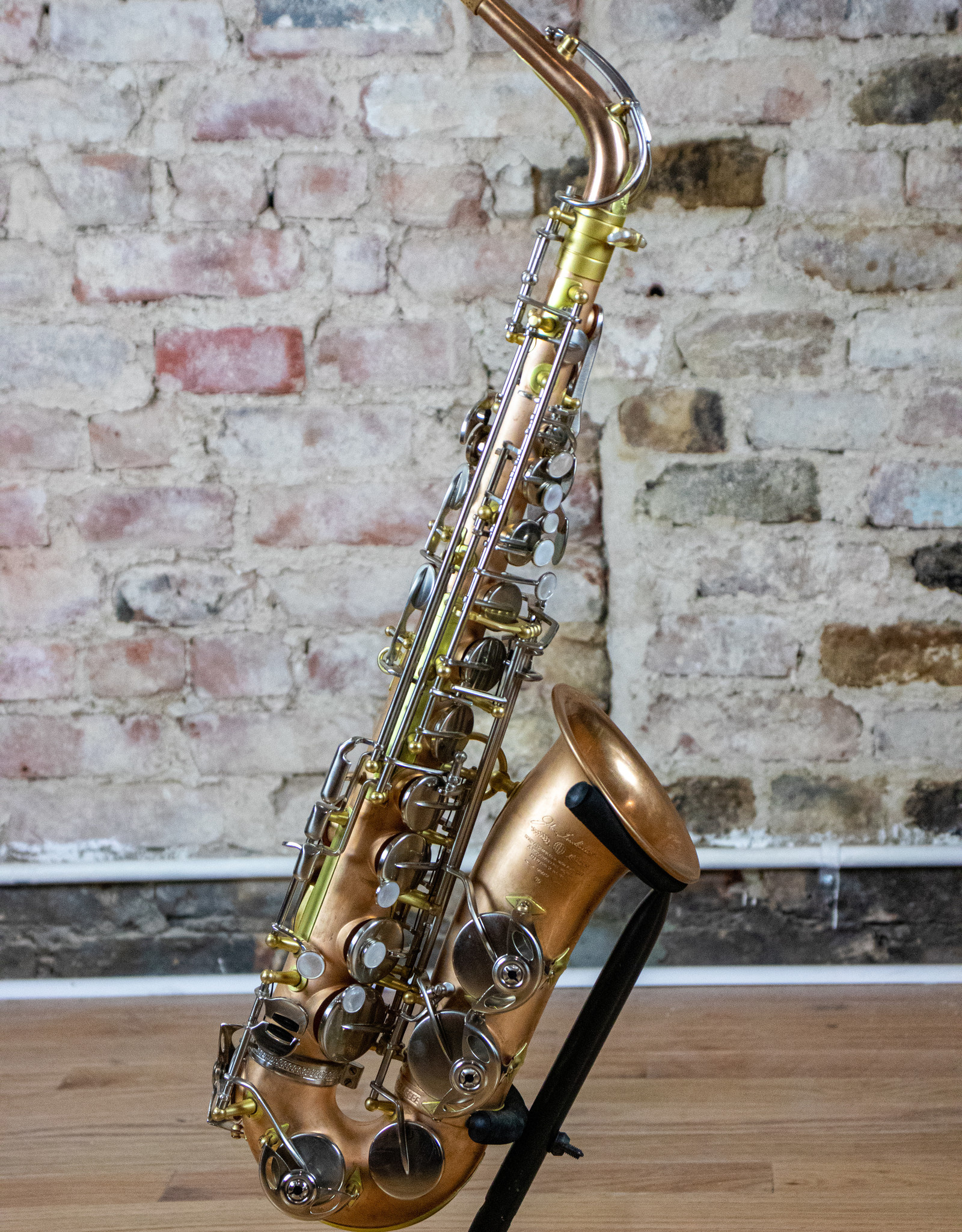 Custom copper alto saxophone, Unique musical instrument, Brushed nickel details, Masterful repair work, 1600x2050 HD Phone