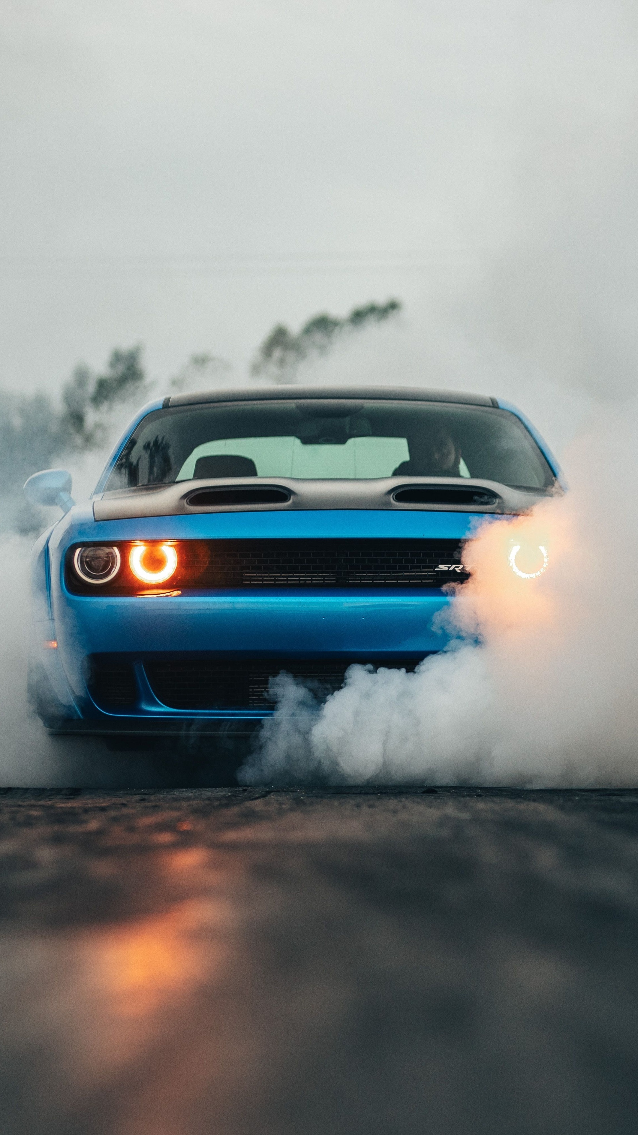 Dodge Challenger Hellcat, Orange eye, Sony Xperia, High-quality wallpapers, 2160x3840 4K Phone