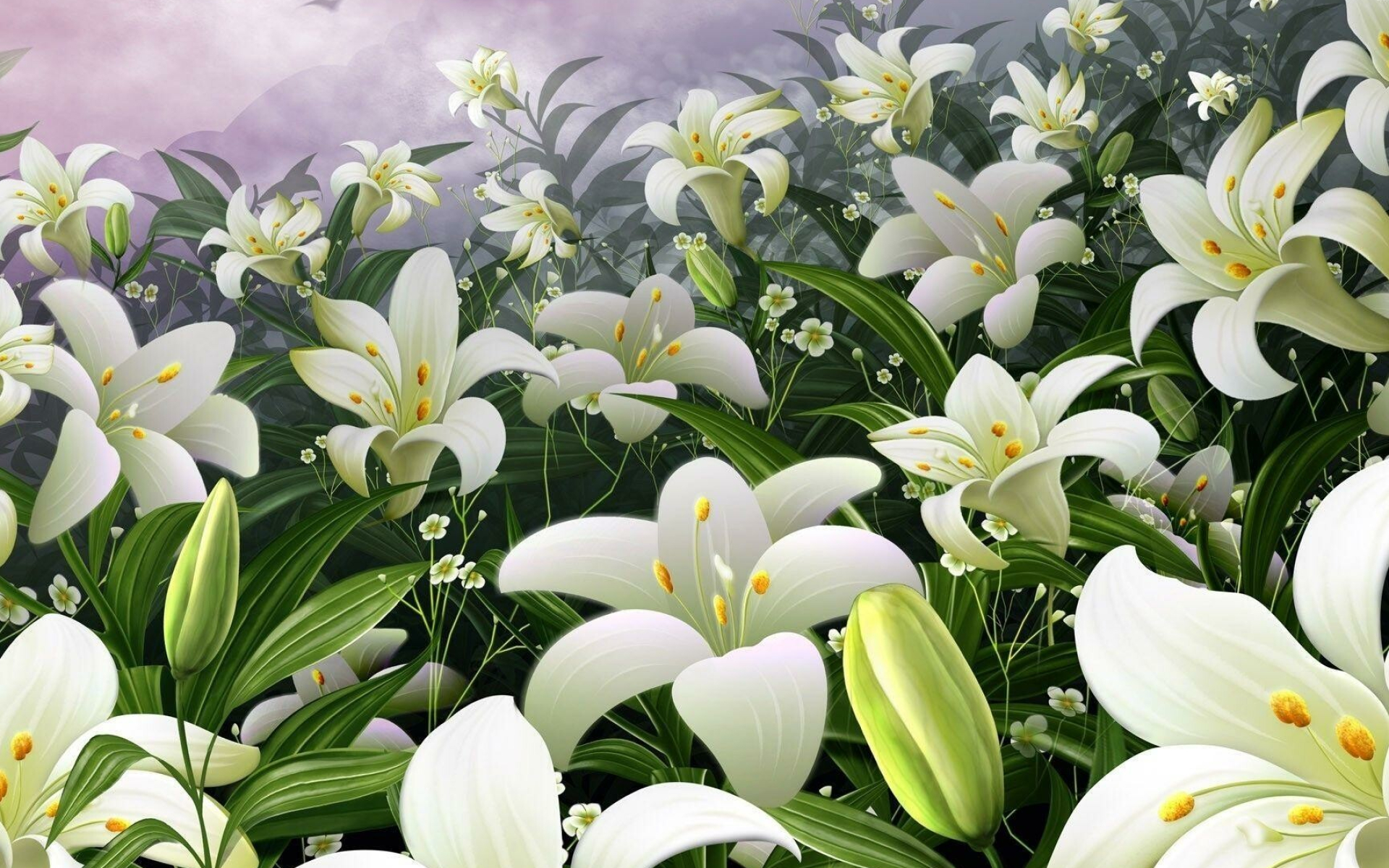 Artwork, Lilies Wallpaper, 1920x1200 HD Desktop