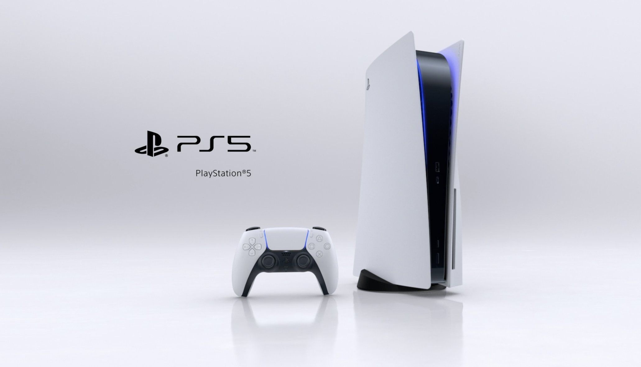 PlayStation 5 console, DualSense wireless controller, PS5 logo lettering, HD Desktop wallpaper
