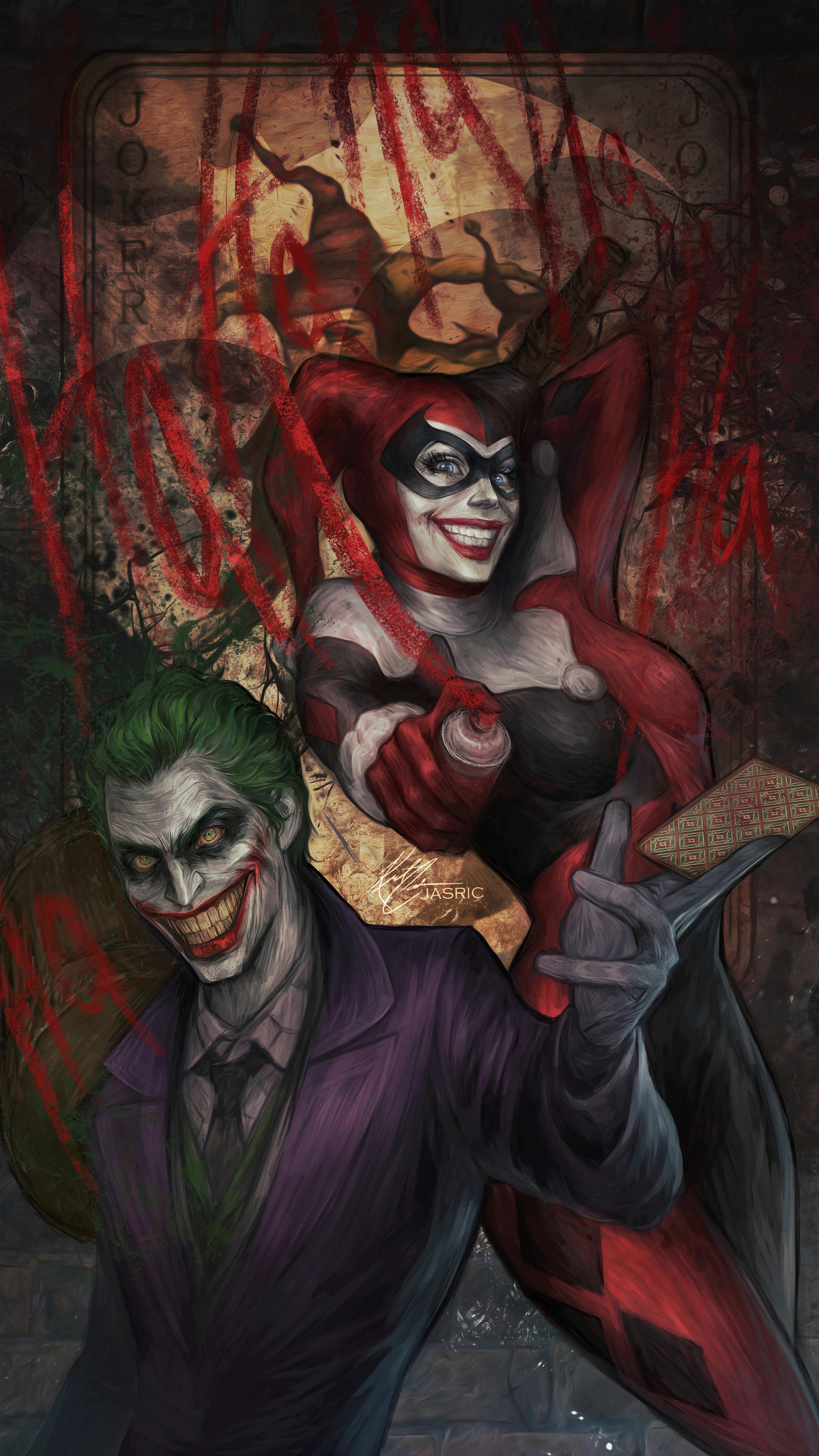 Artwork, Harley Quinn and Joker Wallpaper, 2160x3840 4K Phone