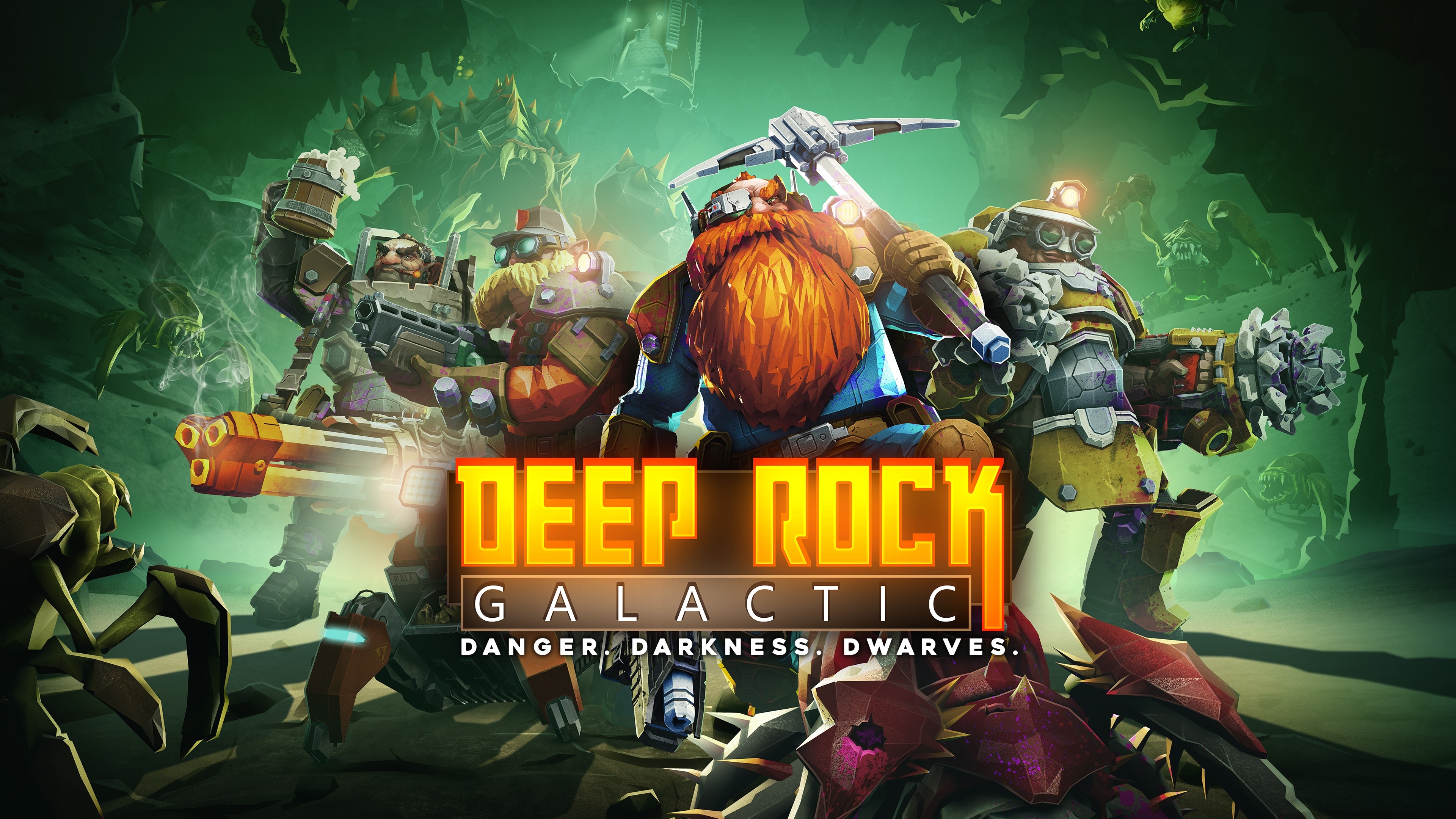 Deep Rock Galactic, Dwarven space miners, Dangerous alien planet, Team-based action, 3840x2160 4K Desktop