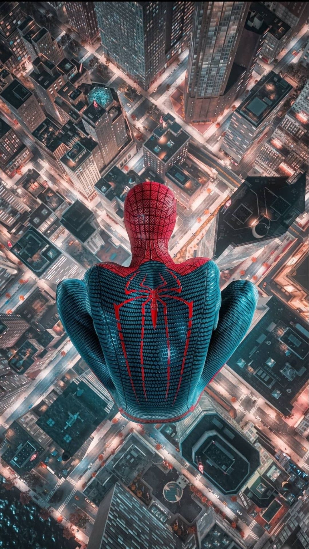 The Amazing Spider-Man, aerial Manhattan skyscrapers, bird's-eye view perspective, Full HD Phone wallpaper