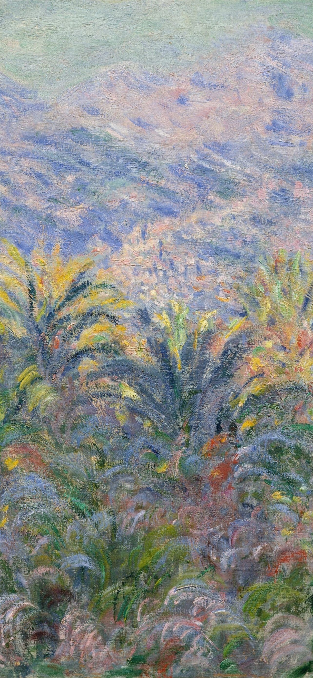 Bordighera by Claude Monet, impressionist palm trees, distant Maritime Alps, HD Phone wallpaper