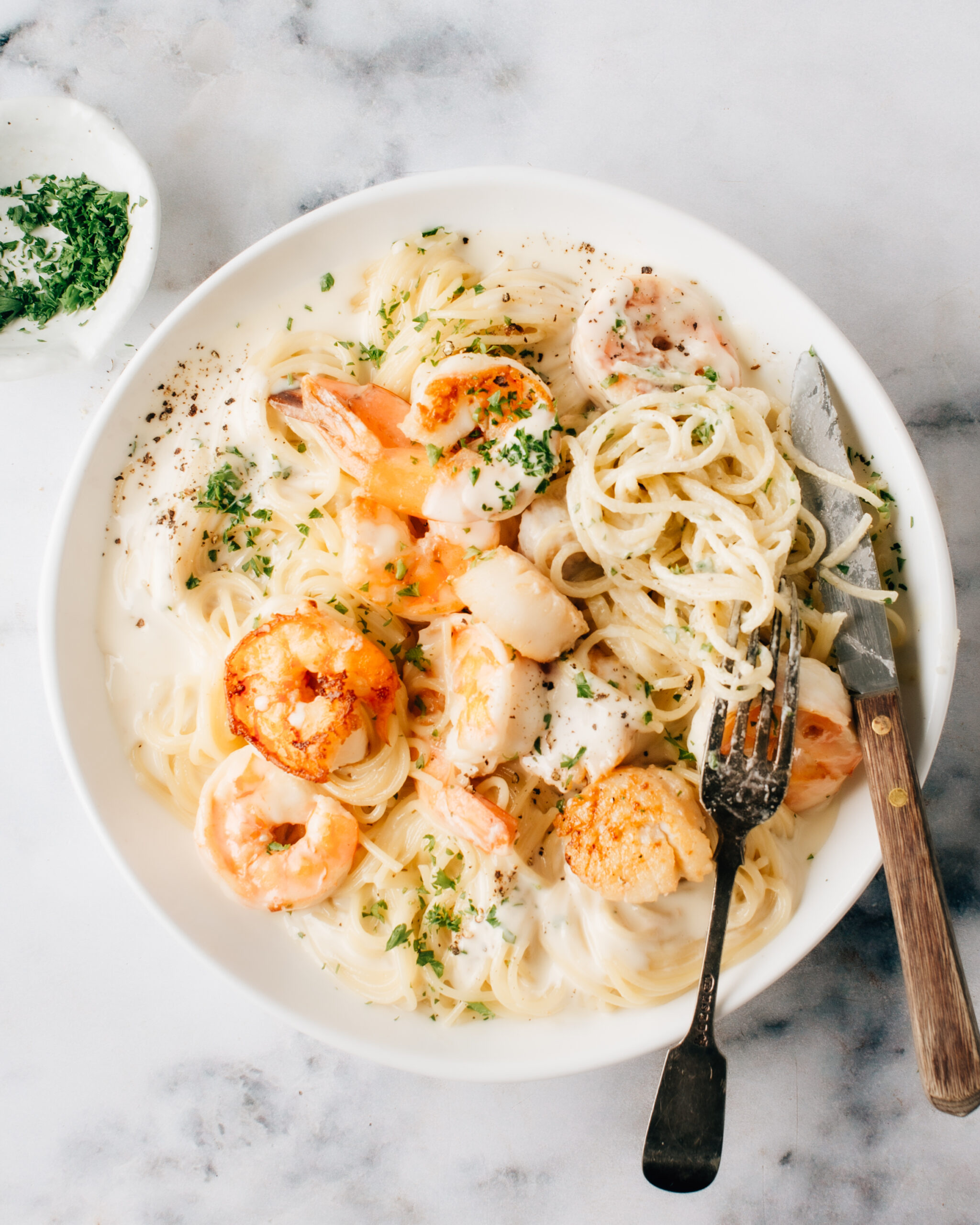 Easy seafood pasta, Garlic cream sauce, Delicious meal, Seafood delight, 2050x2560 HD Phone