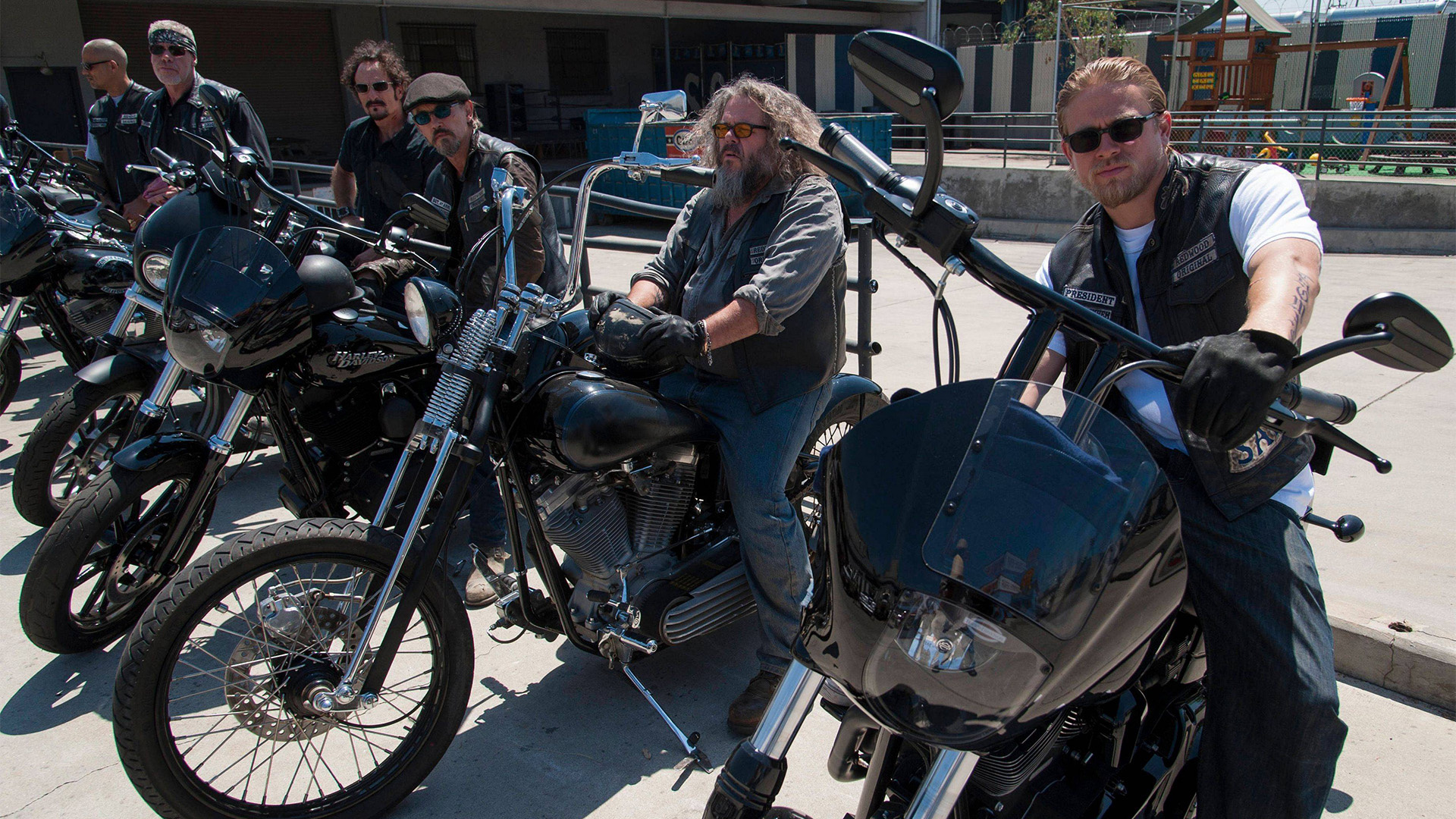 Jax Teller, Bobby Munson, SAMCRO motorcycle club, Harley-Davidson Dyna motorcycles, Sons of Anarchy, Full HD Desktop wallpaper