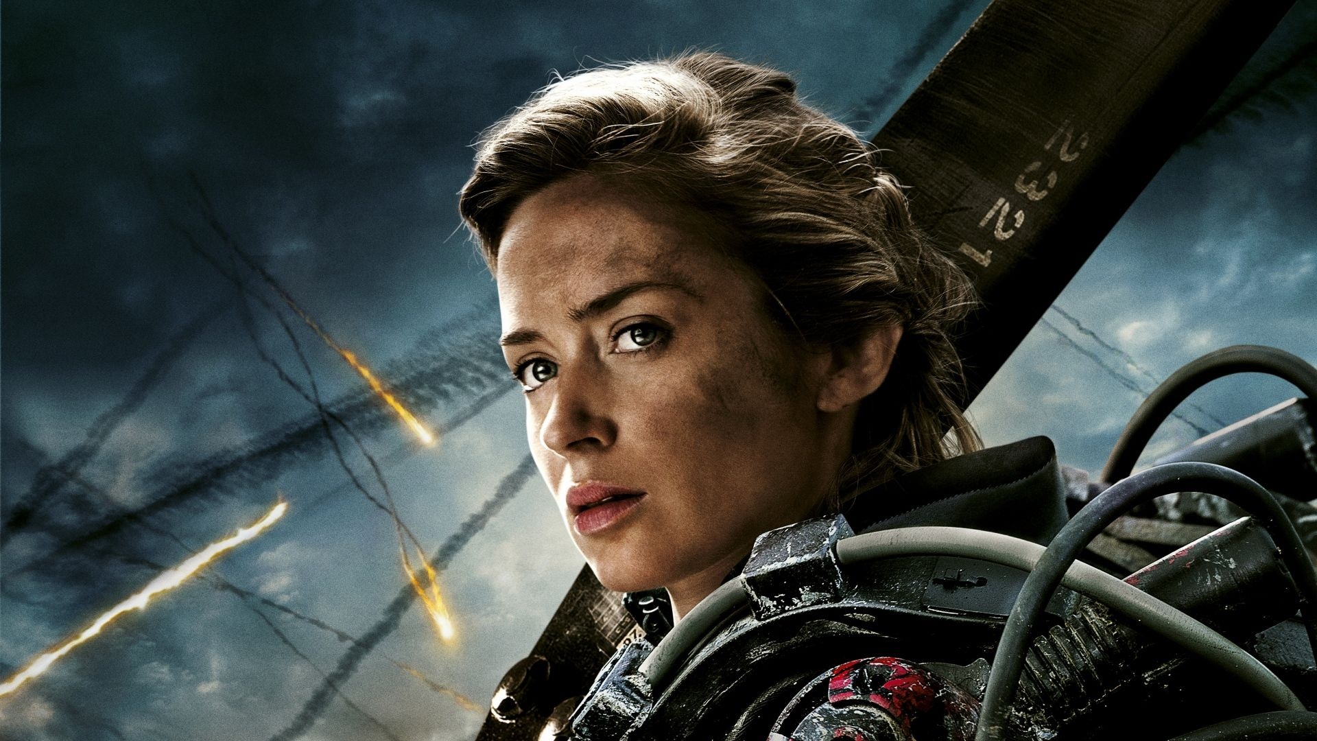 Edge of Tomorrow, Captivating sky, Emily Blunt, Futuristic sci-fi, 1920x1080 Full HD Desktop