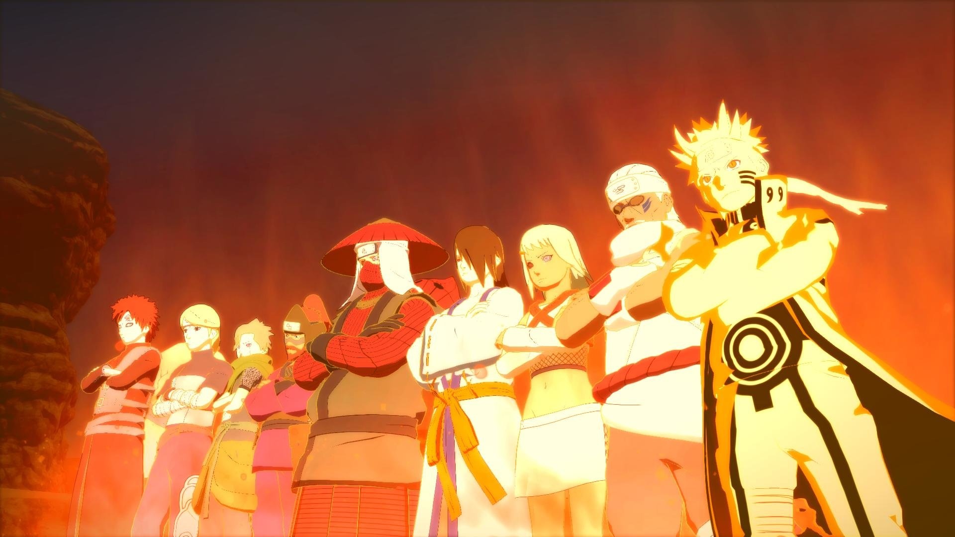 Nine Jinchuriki lineup, Naruto Uzumaki Kurama Mode, Killer Bee, Gaara, Naruto Shippuden Ultimate Ninja Storm, Full HD Desktop wallpaper