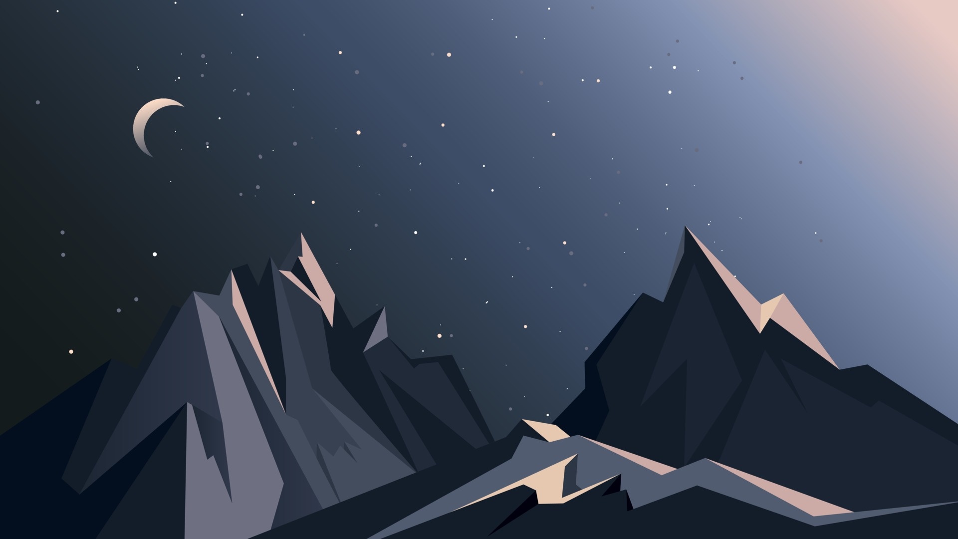 Night Mountain, Landscape, Vector Art, Nature, Scenic, 1920x1080 Full HD Desktop