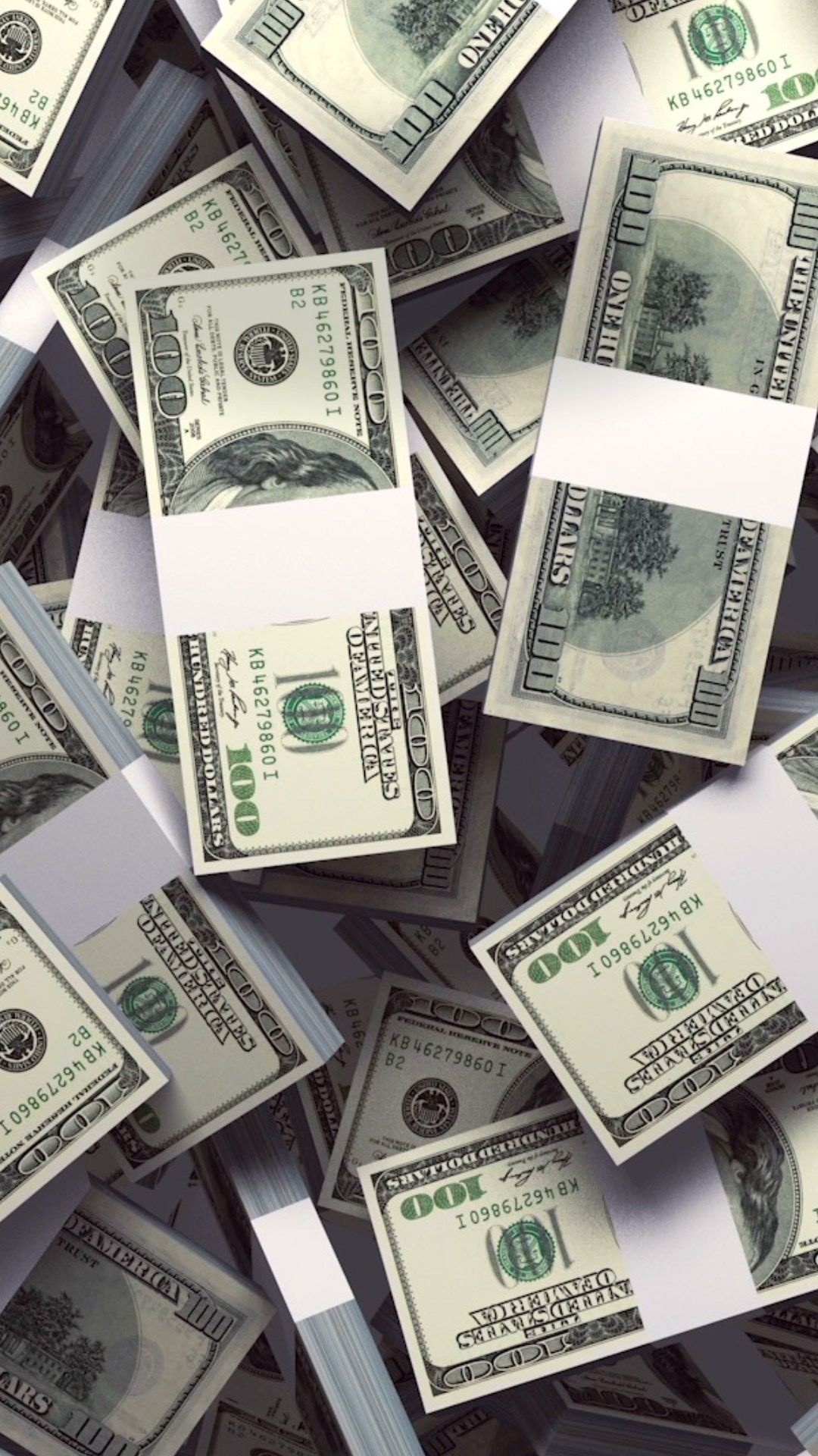 United States hundred-dollar bills, Banded money stacks, Scattered cash pile, Full HD Phone wallpaper