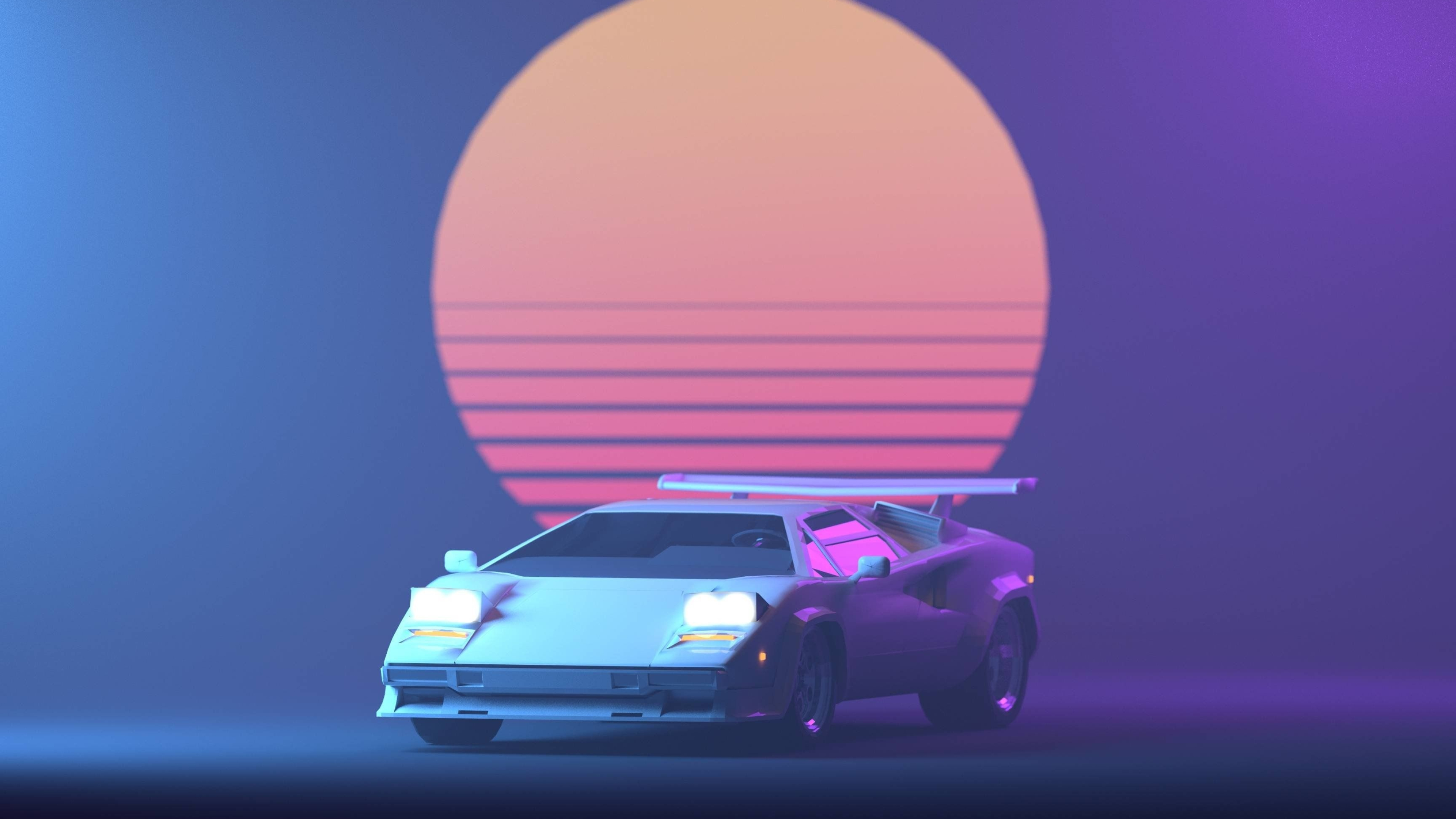 Kung Fury, Outrun aesthetic, 3840 x 2160 wallpaper, Iconic Lamborghini Countach, 3840x2160 4K Desktop