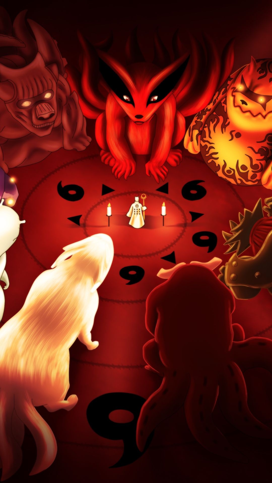 Kyuubi Nine Tails, Nine tailed fox, Mythical beast, Fantasy, 1080x1920 Full HD Phone