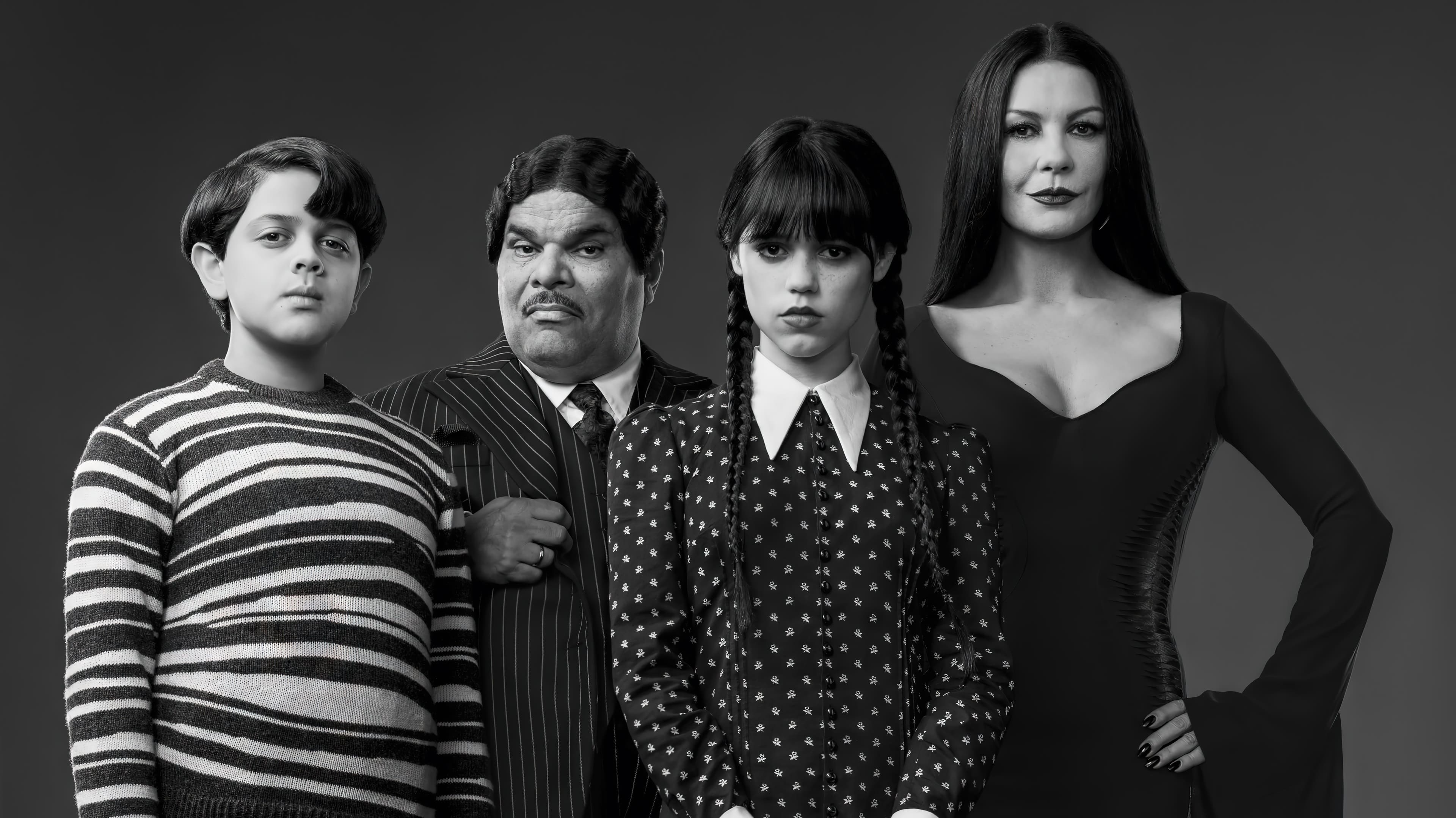 Wednesday Addams, Morticia Addams, Gomez Addams, Pugsley Addams, 4K Desktop wallpaper