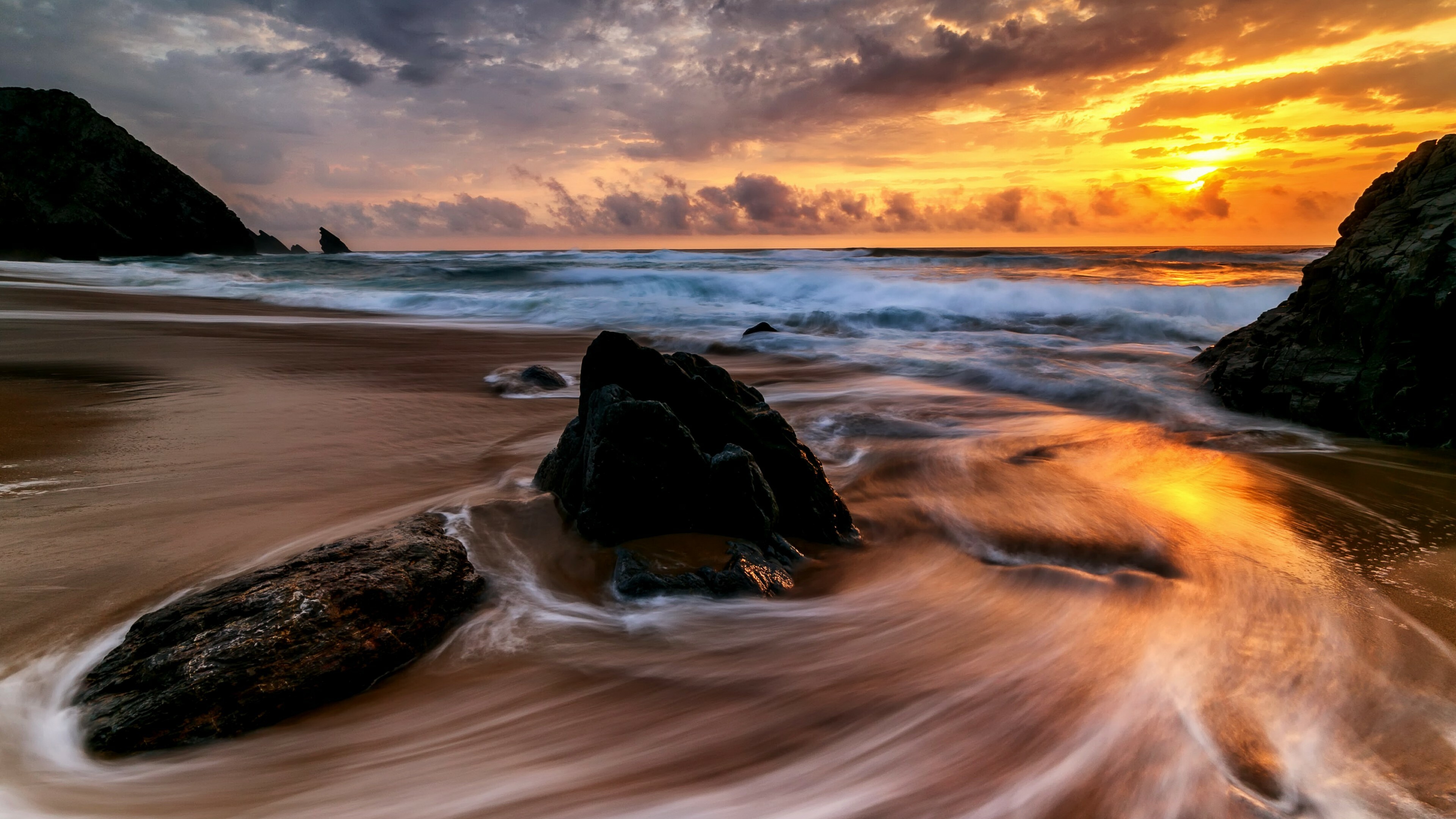 Ocean sunset, 4k resolution, Desktop mobile, Coastal tranquility, 3840x2160 4K Desktop