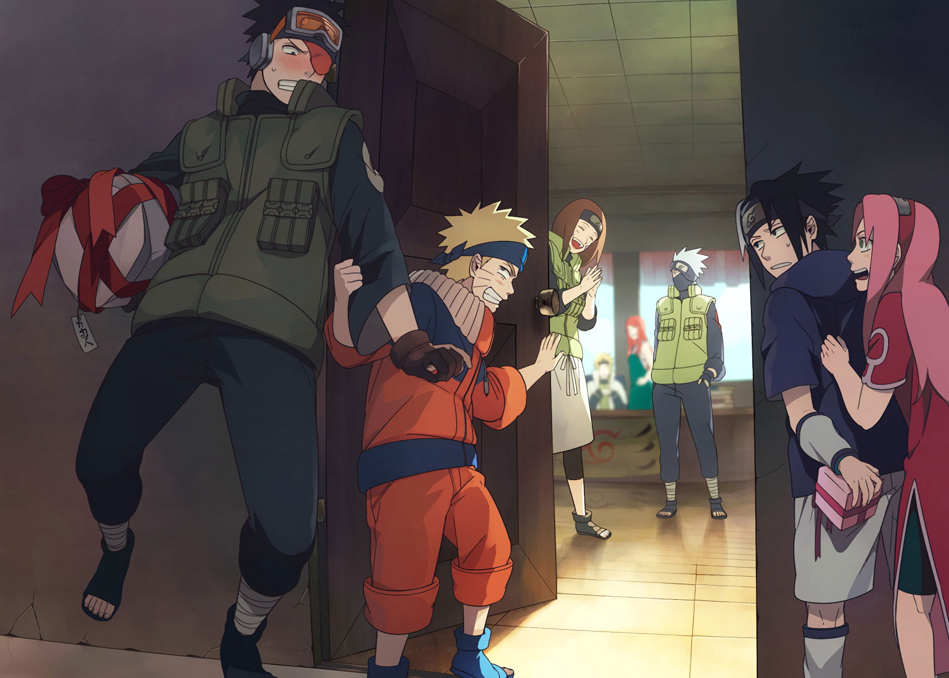 Obito Uchiha, Naruto Uzumaki, Rin Nohara, Sasuke Uchiha, Kakashi Hatake, HD Desktop wallpaper