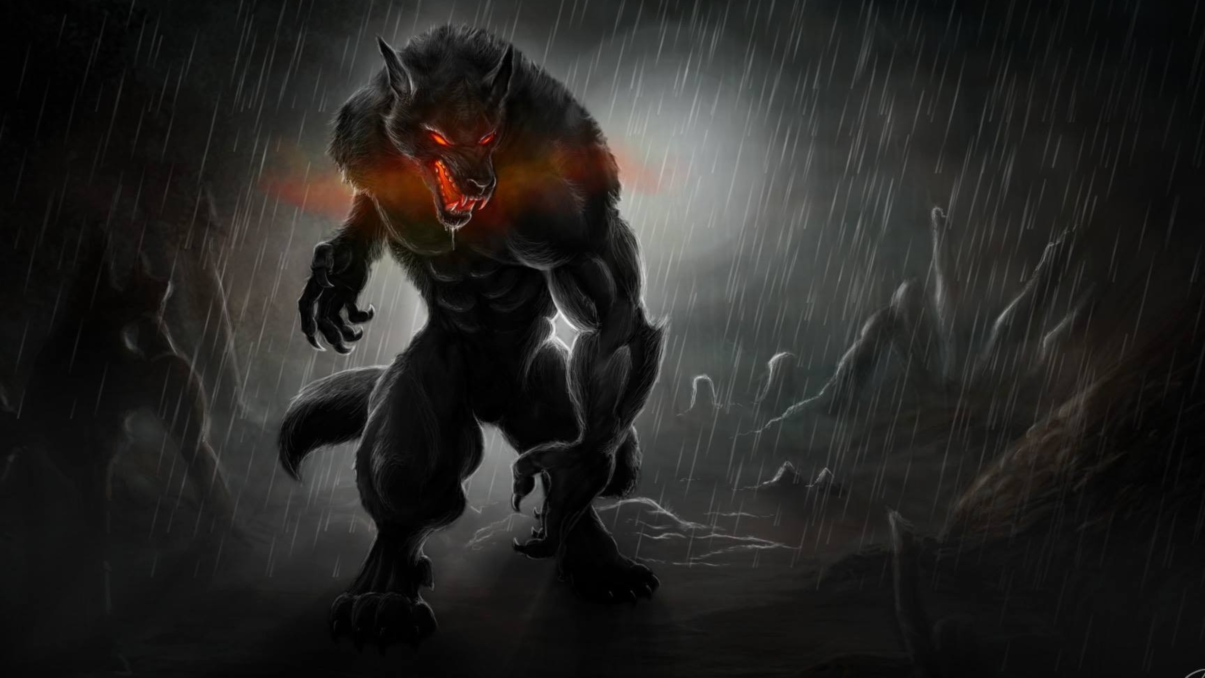 Werewolf, Red eyes, UHD TV, Captivating essence, 3840x2160 4K Desktop