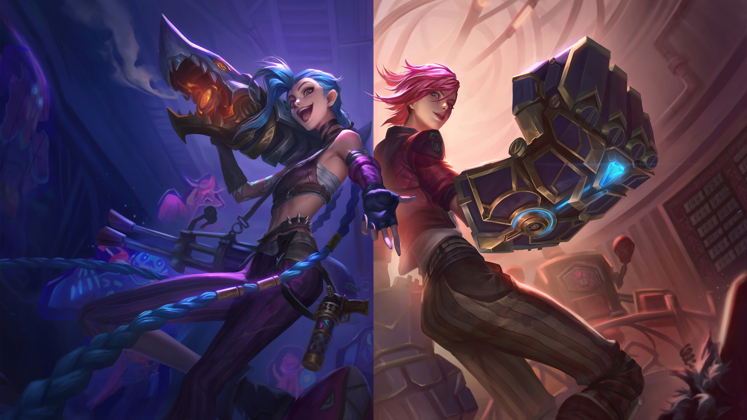 Jinx, League of Legends, Arcane crossover, Mobile artwork, 2560x1440 HD Desktop