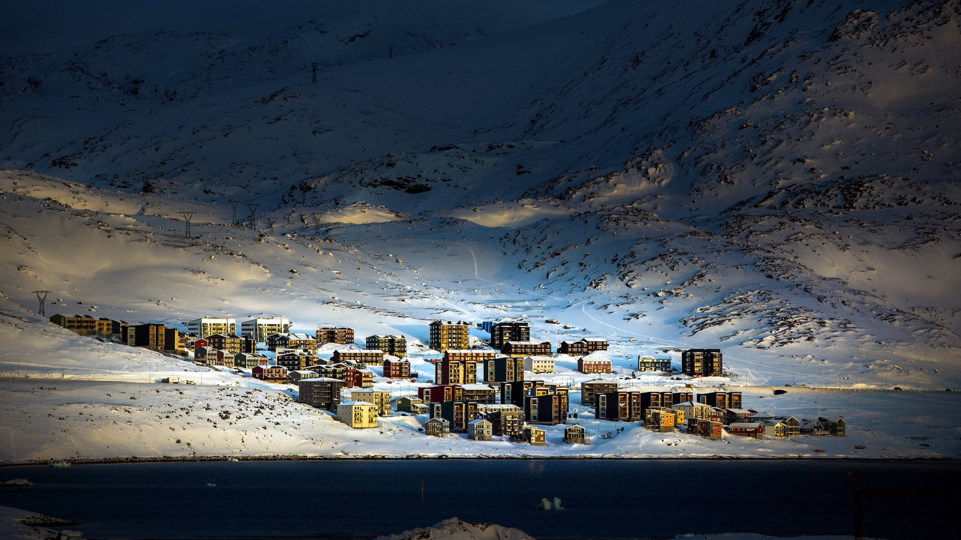 Greenland, Travels, City winter town, Arctic Greenland, 1920x1080 Full HD Desktop