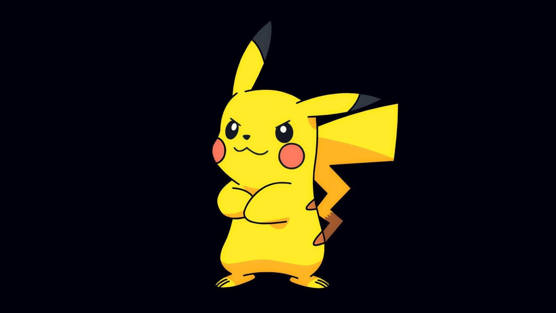 Pikachu, arms crossed pose, lightning bolt tail, Full HD Desktop wallpaper