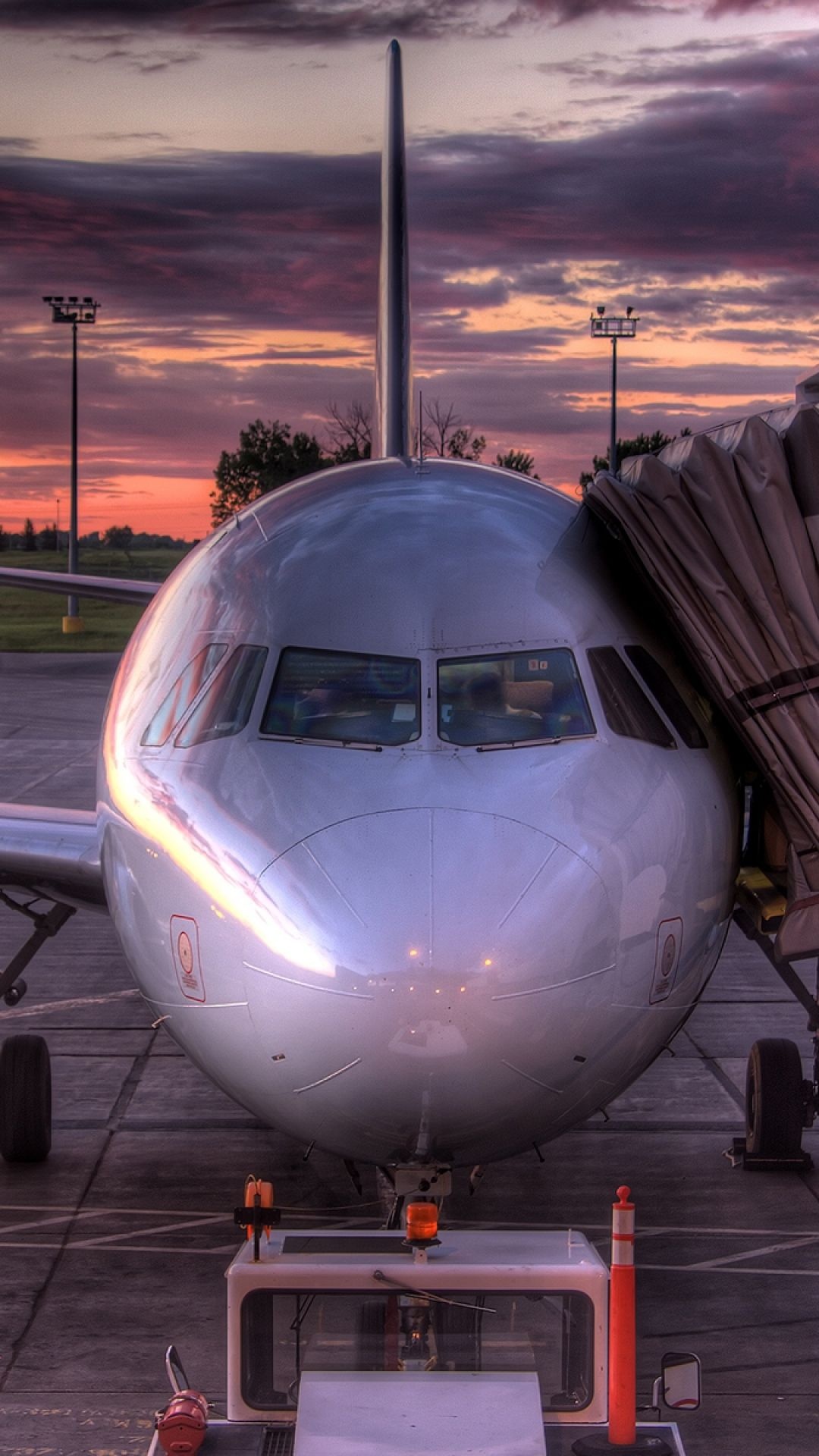 Sunset at airport, Airplane silhouette, iPhone wallpaper, Atmospheric beauty, 1080x1920 Full HD Phone