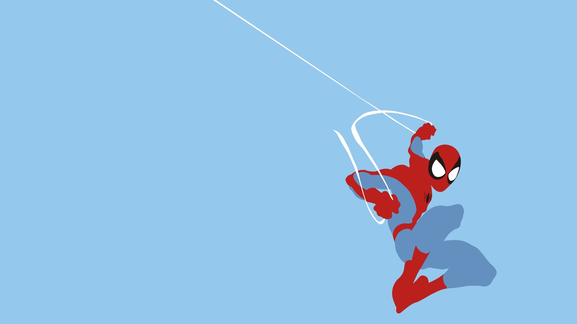 Spider-Man, swinging web line, minimalist vector illustration, Full HD Desktop wallpaper