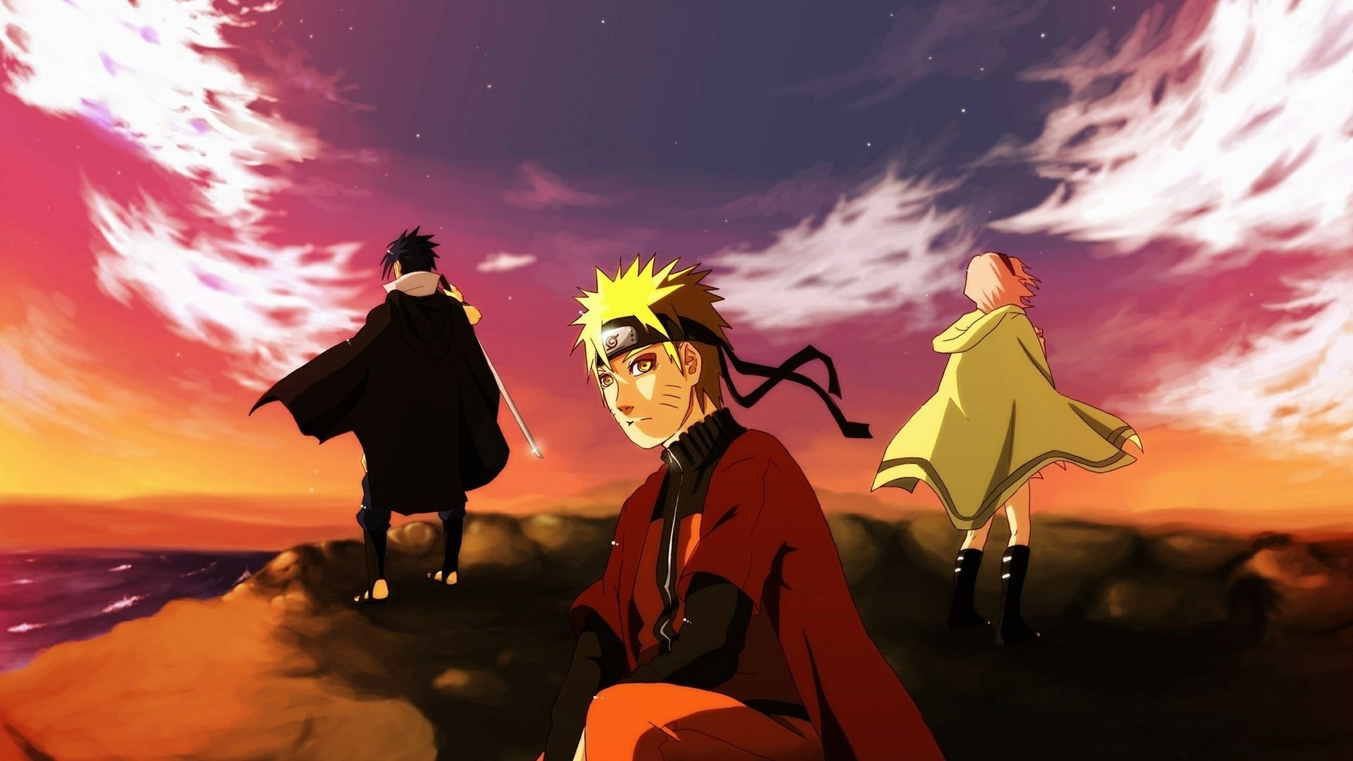 Naruto Uzumaki, Sasuke Uchiha, Sakura Haruno, Team 7, Full HD Desktop wallpaper