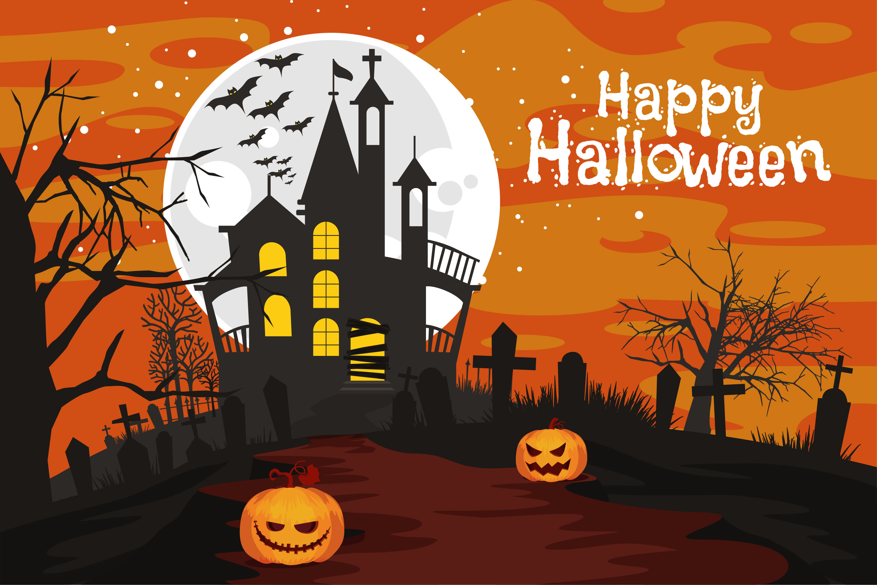 Poster, Halloween Haunted Houses Wallpaper, 2980x1990 HD Desktop