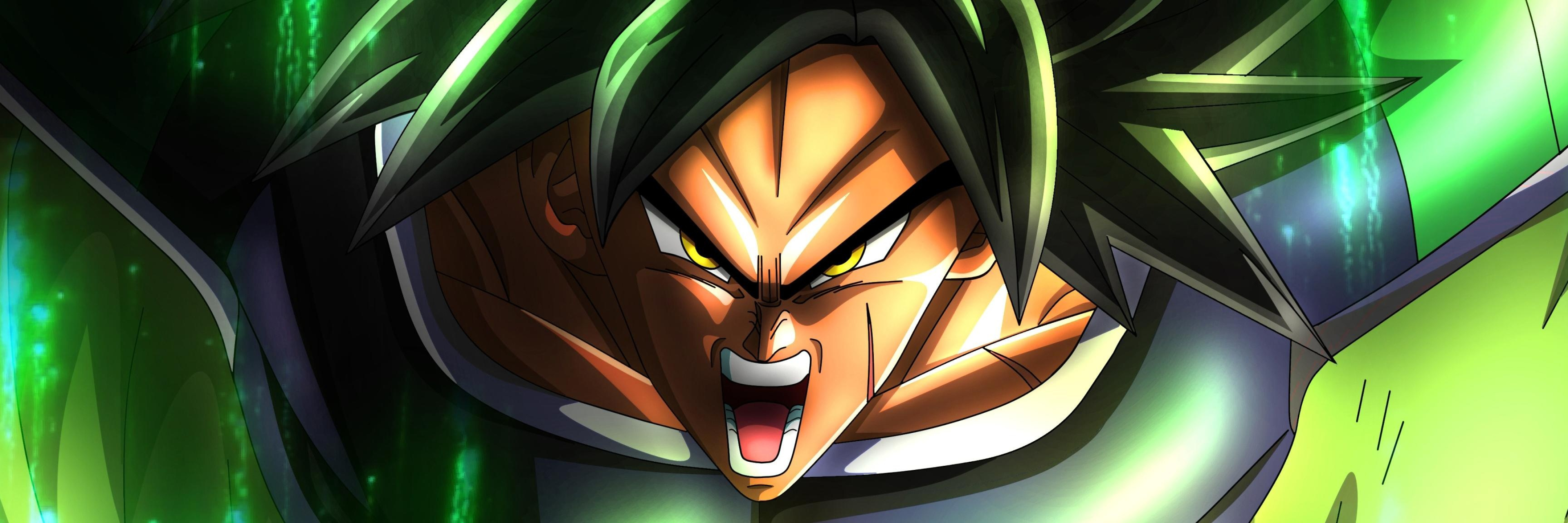 Broly (Dragon Ball Super), Broly Wrath State, green Ki aura, Dual Screen Desktop wallpaper