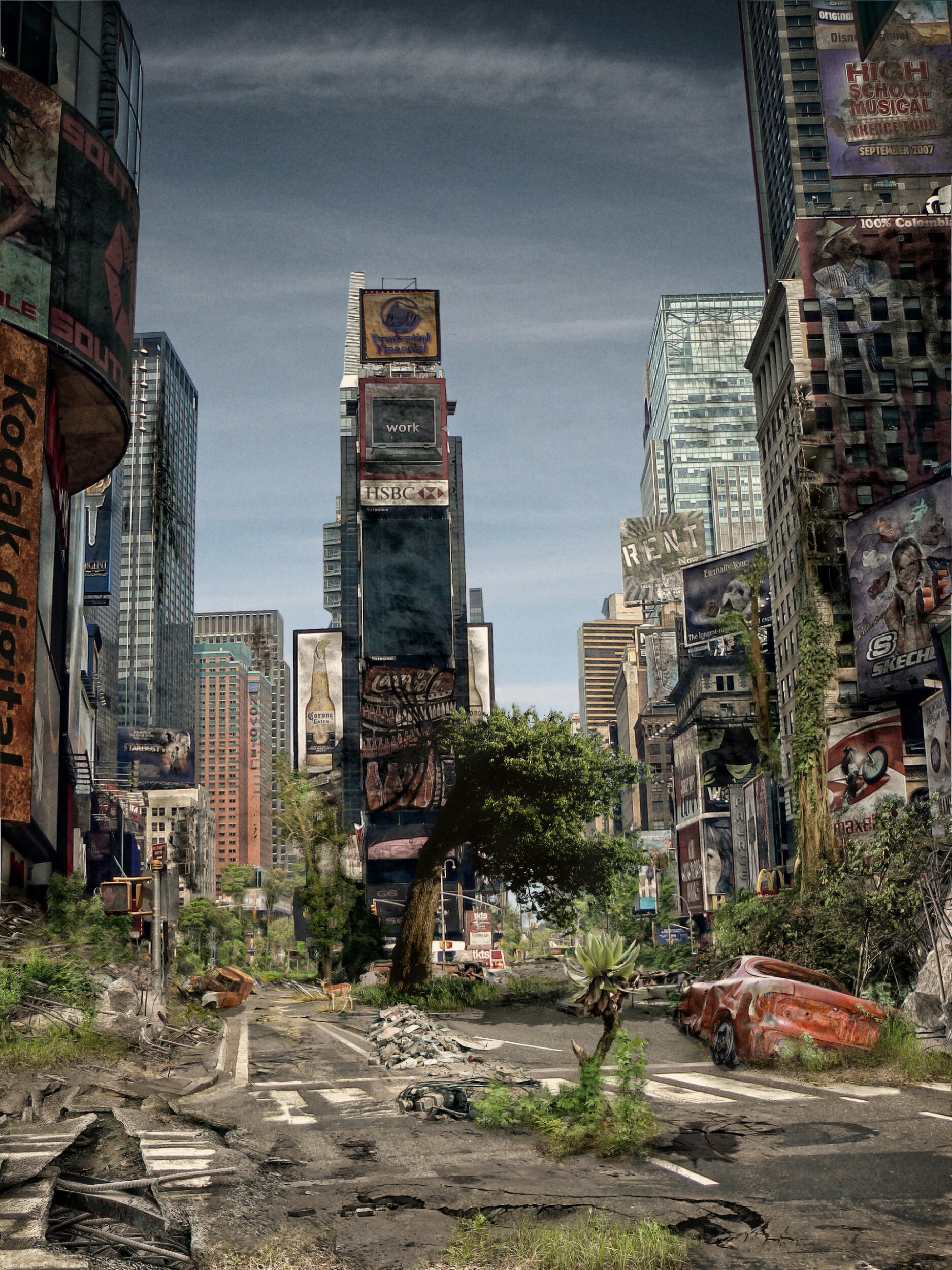 Post-apocalypse, New York City, Atmospheric poster, End of the world, 1880x2500 HD Phone