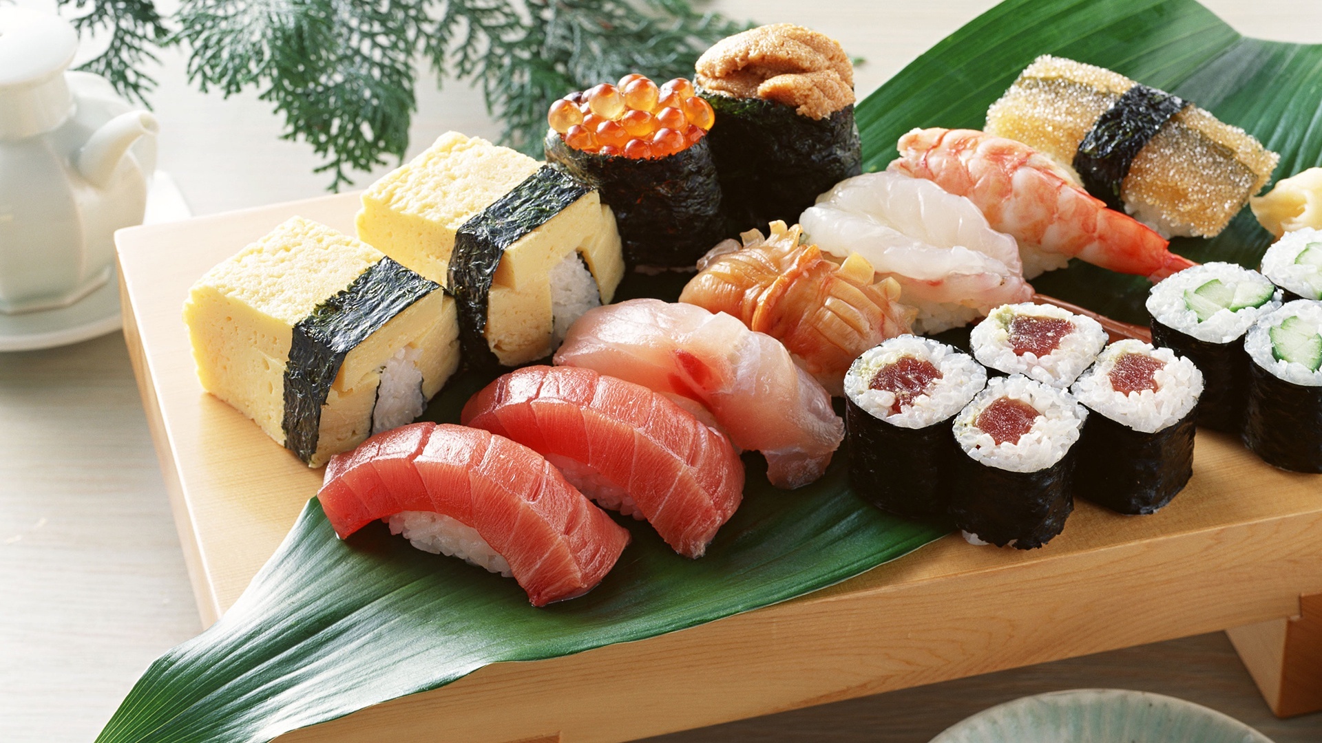 Close-up sushi wallpaper, Fresh fish, Appetizing food, Vibrant colors, 1920x1080 Full HD Desktop